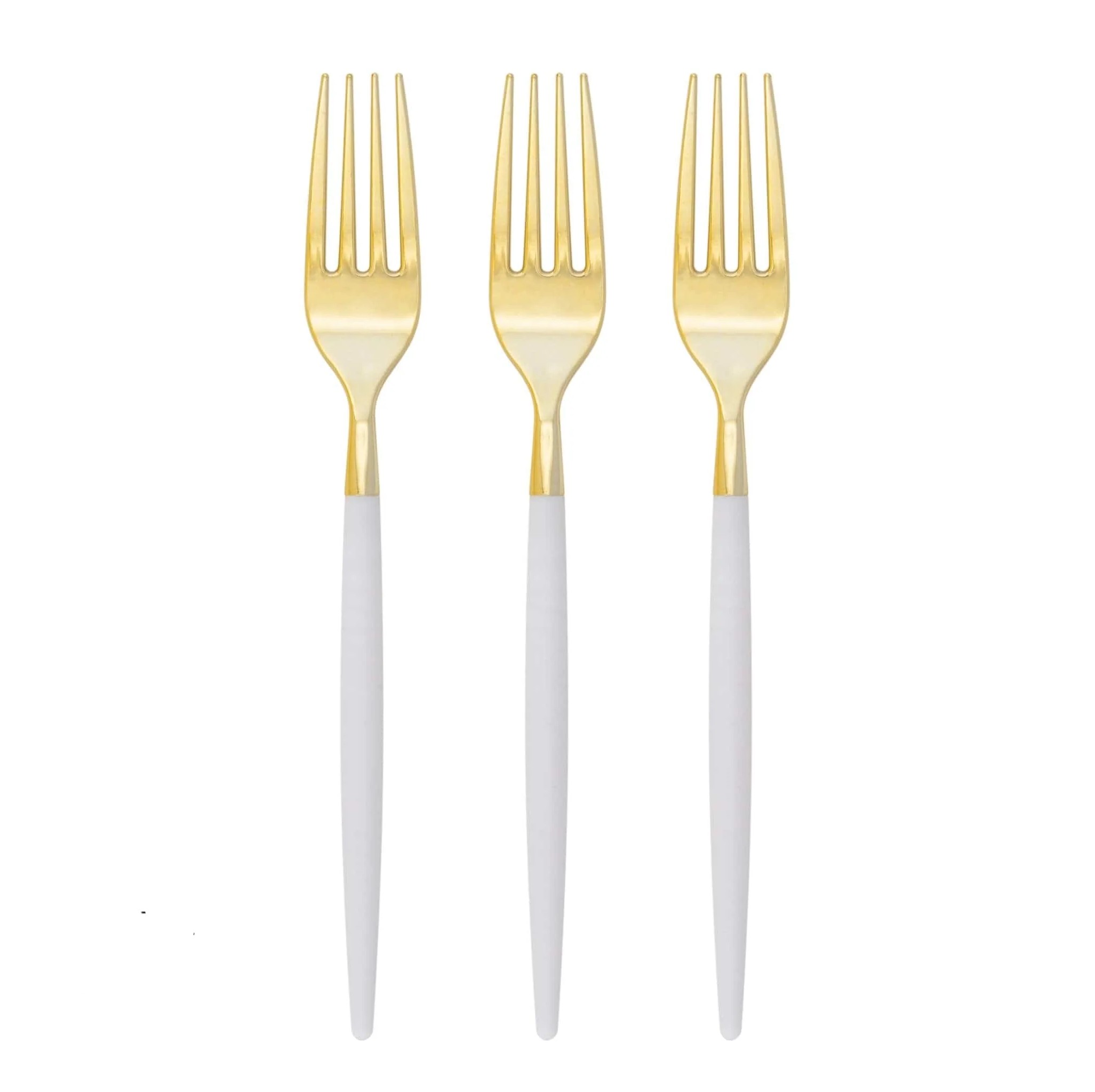 Luxe Party Chic Clear and Gold Two Tone Plastic Forks - 32 pcs