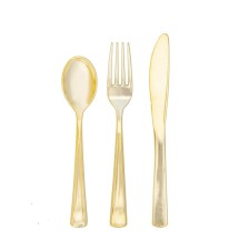 Luxe Party Classic Gold Premium Plastic Combo Cutlery Set, 60 Pieces