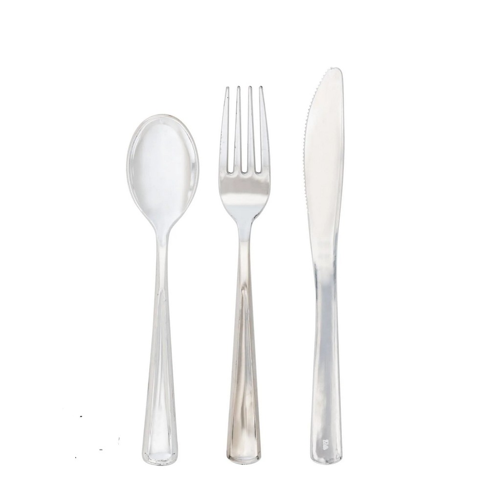 Luxe Party Classic Silver Premium Plastic Combo Cutlery Set, 36 Pieces