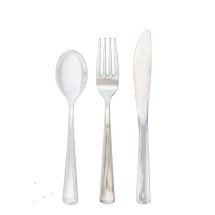 Luxe Party Classic Silver Premium Plastic Combo Cutlery Set, 60 Pieces
