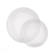 Luxe Party Clear Gold Rim Round Plastic Dinner Plate 10.25" - 10 pcs