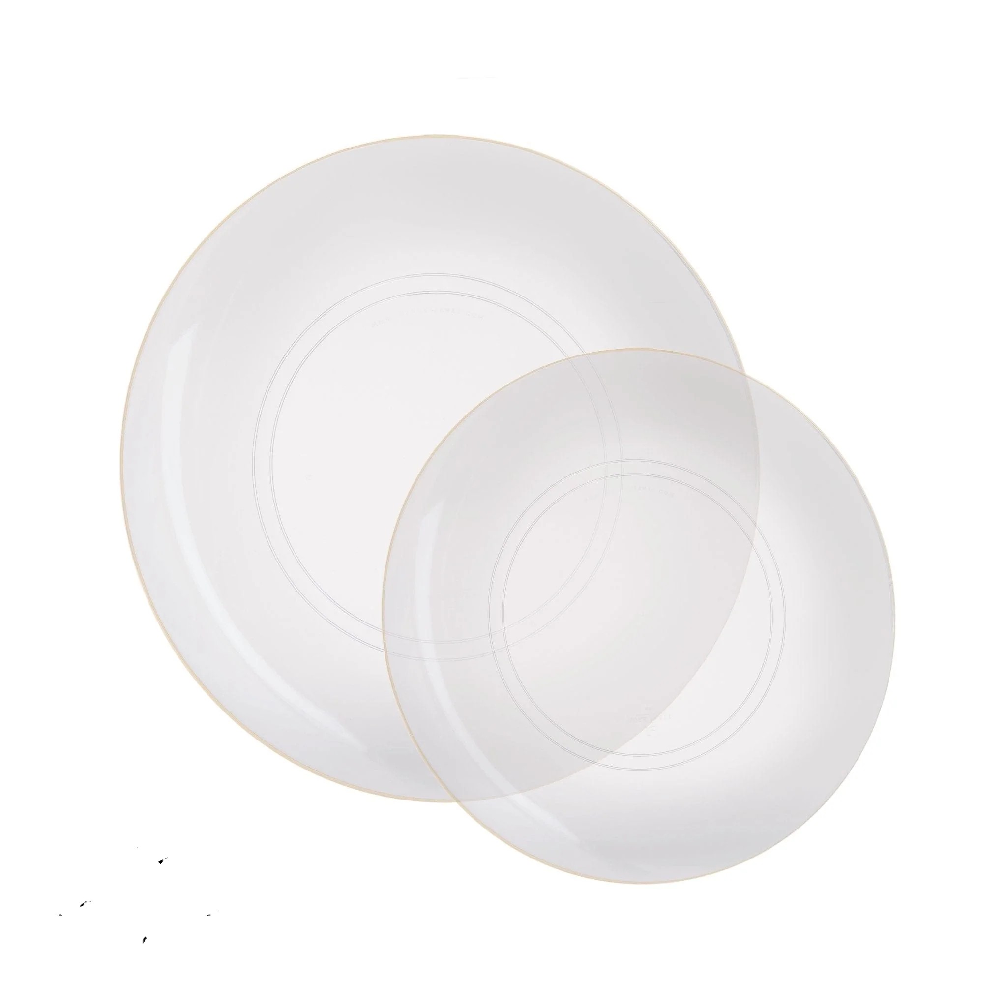 Luxe Party Clear Gold Rim Round Plastic Dinner Plate 10.25