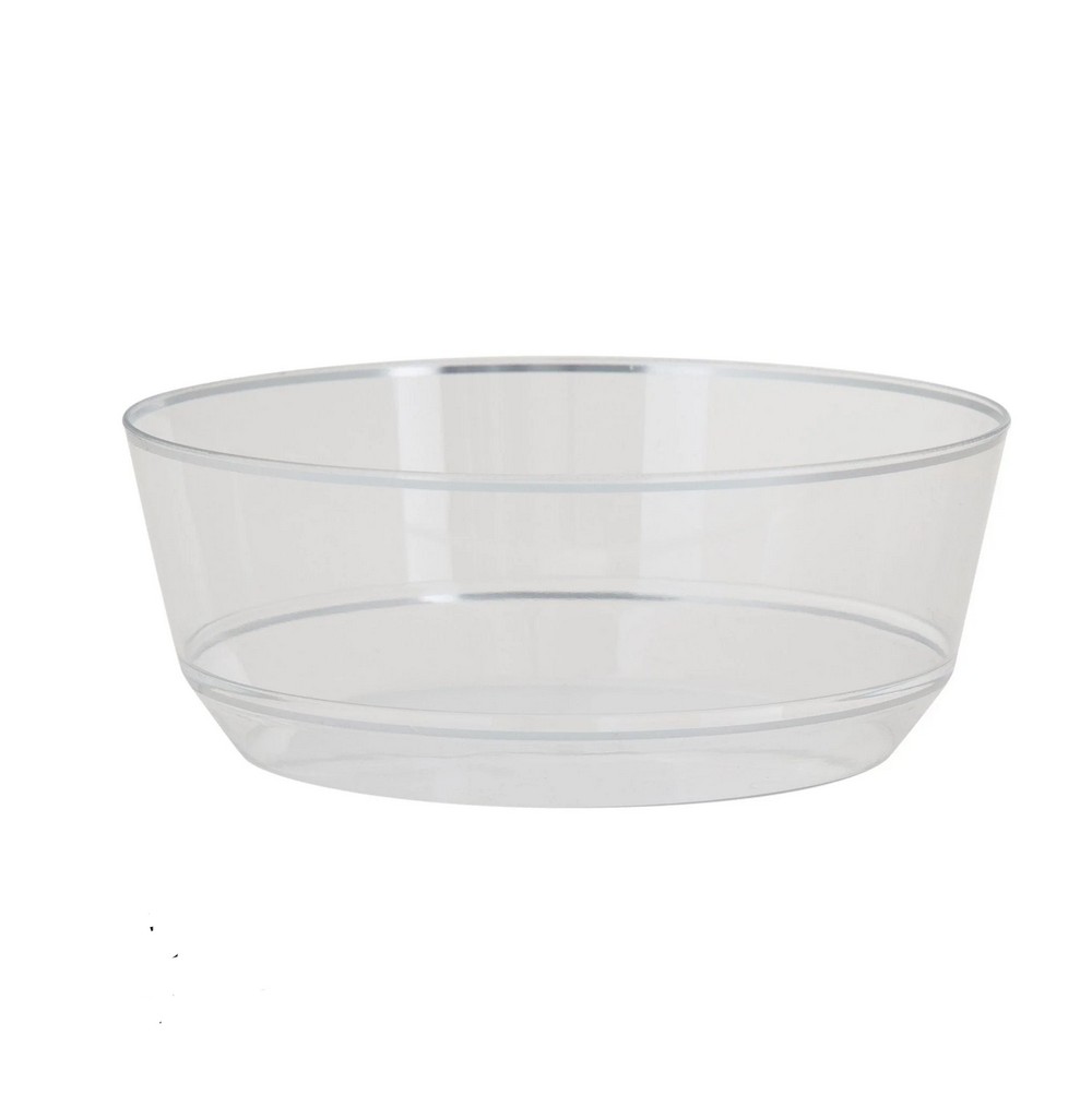 Luxe Party Clear Silver Rim Soup Bowls 14 oz. - 10 pcs