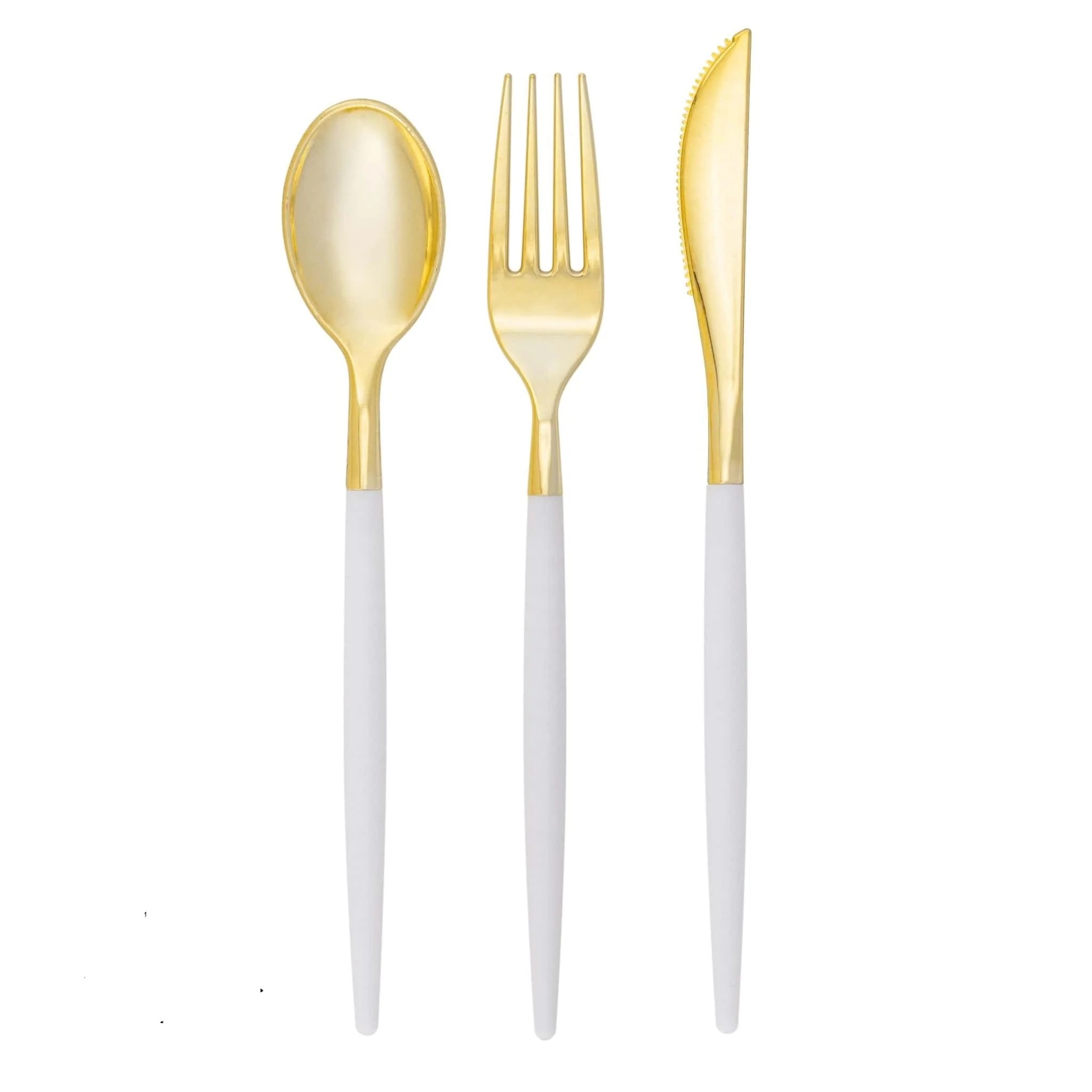 Luxe Party Clear and Gold Two Tone Plastic Cutlery Set - 32 pcs