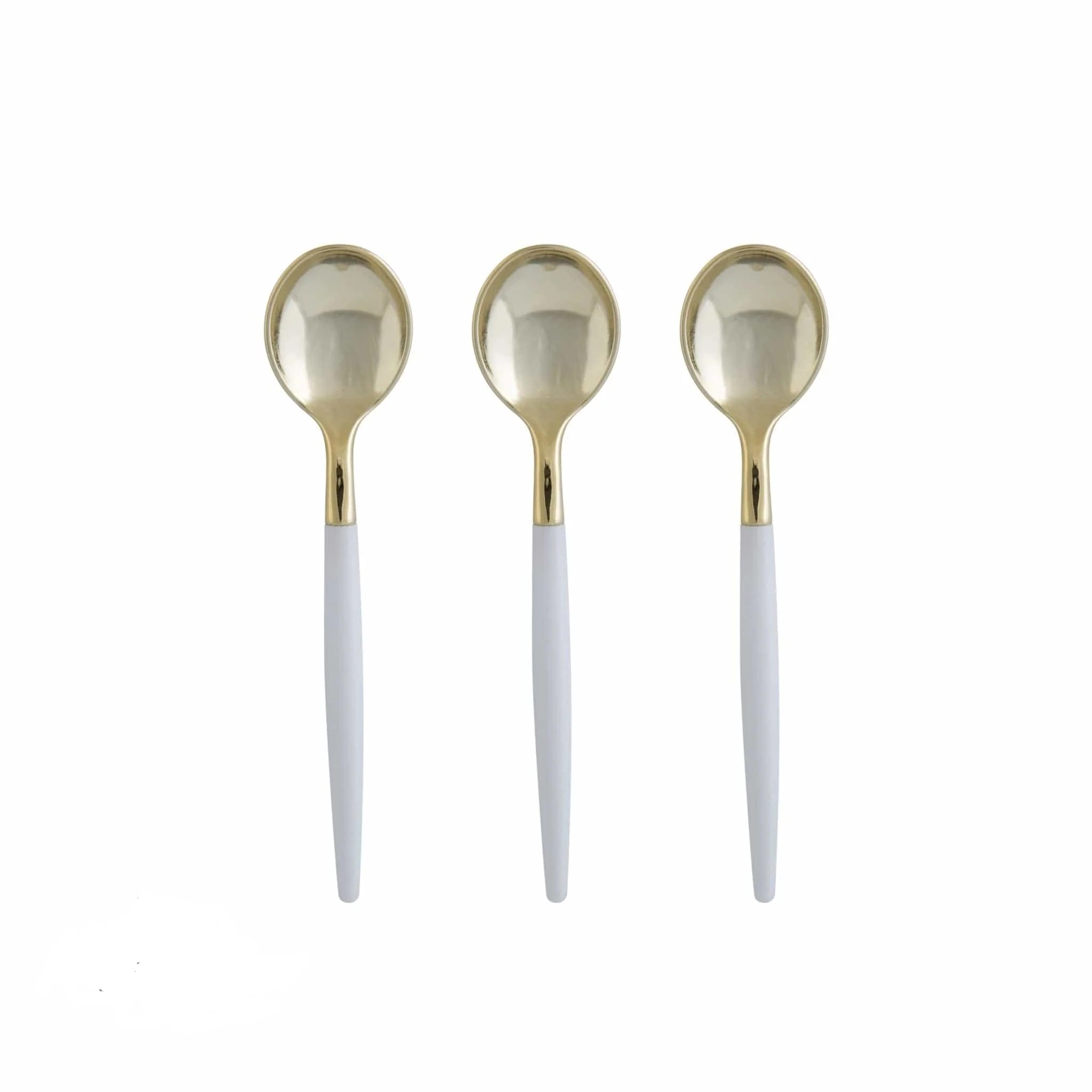 Luxe Party Clear and Gold Two Tone Plastic Mini Spoons  - 20 pcs