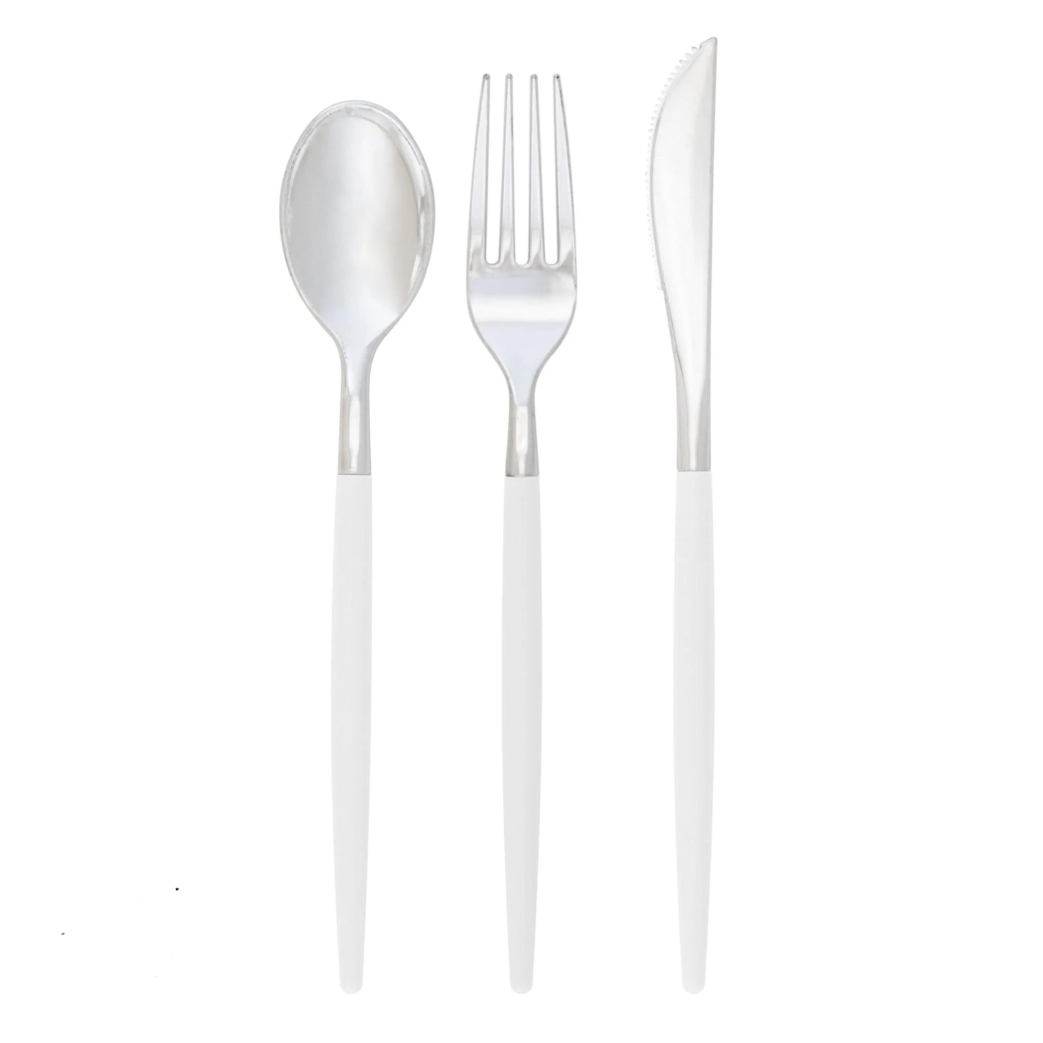 Luxe Party Clear and Silver Two Tone Plastic Cutlery Set - 32 pcs