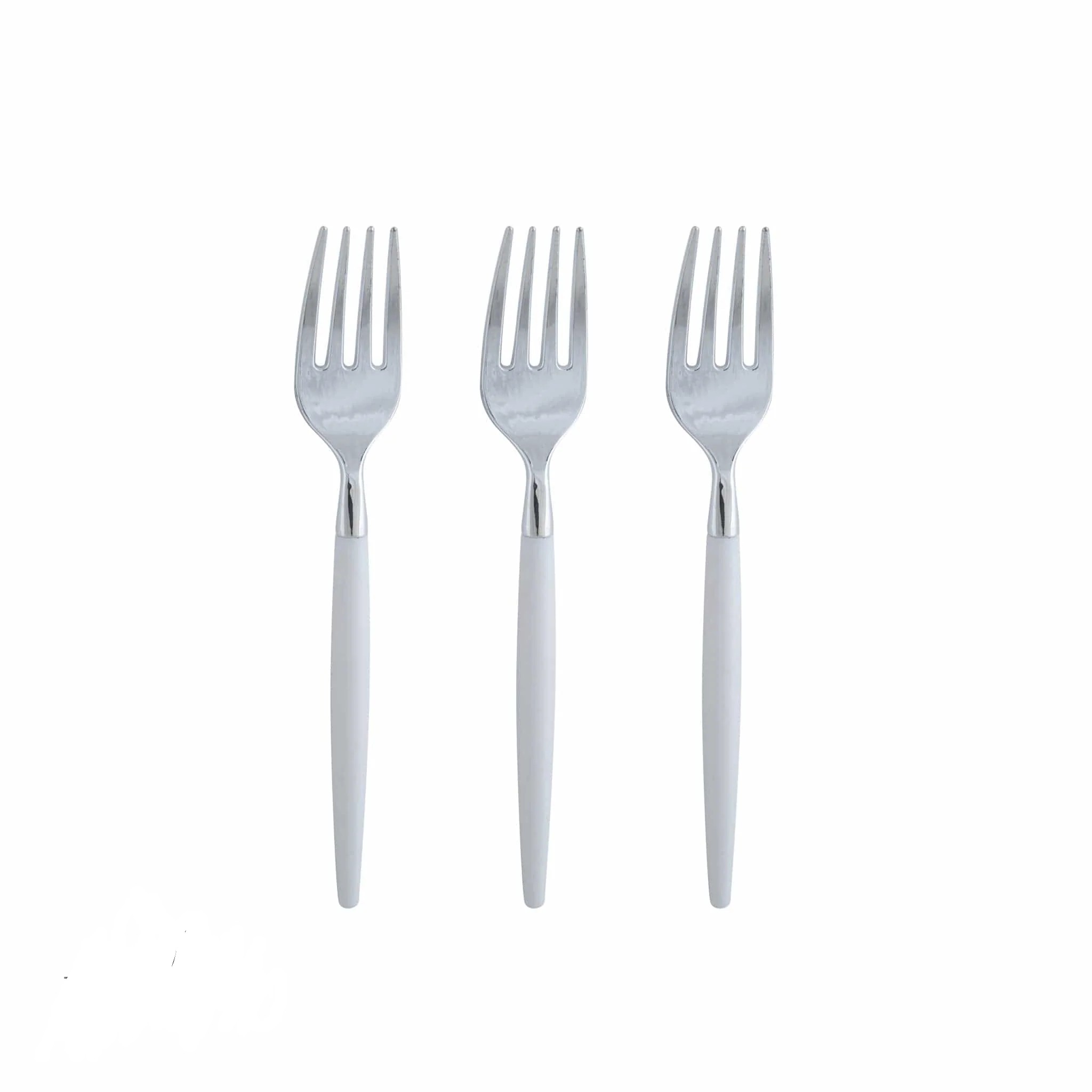 Luxe Party Clear and Silver Two Tone Plastic Mini Forks - 20 pcs