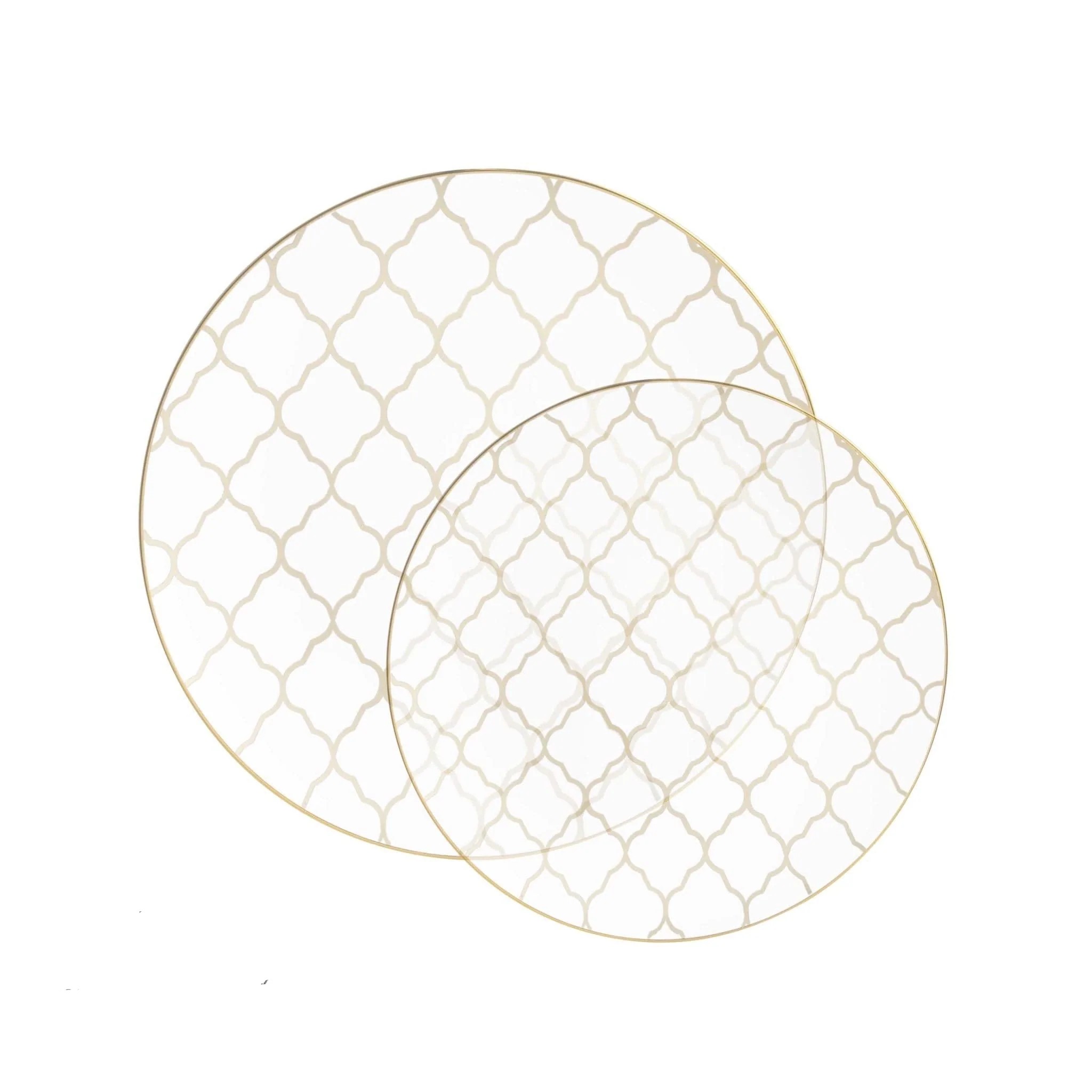 Luxe Party Clear with Gold Lattice Pattern Plastic Appetizer Plate 7.25