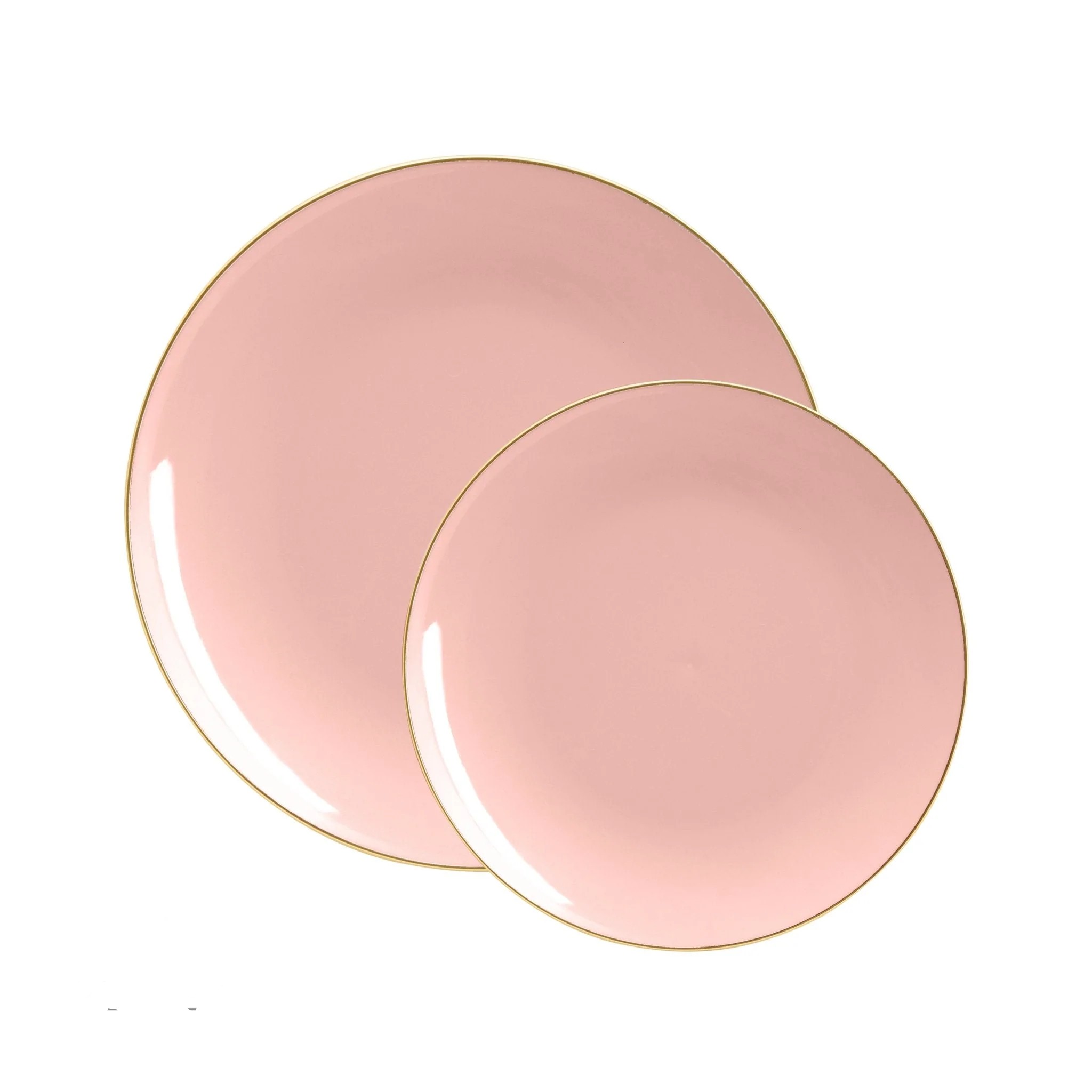 Luxe Party Coral Gold Rim Round Plastic Appetizer Plate 7.25