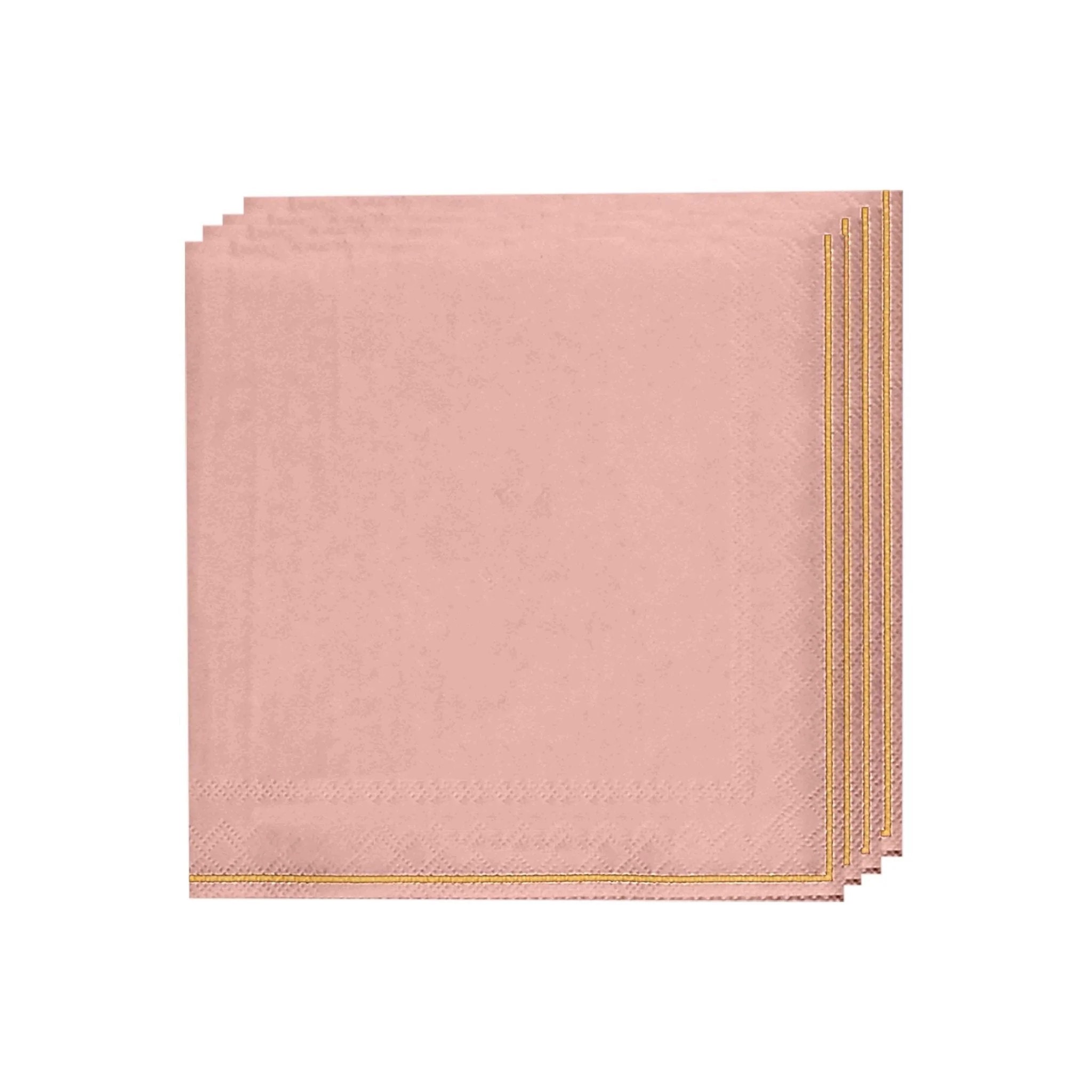 Luxe Party Coral with Gold Stripe Beverage Napkins - 20 pcs