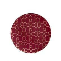 Luxe Party Cranberry Gold Geo Round Plastic Appetizer Plate 7.25" - 10 pcs