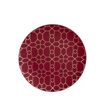 Luxe Party Cranberry Gold Geo Round Plastic Dinner Plate 10.25" - 10 pcs