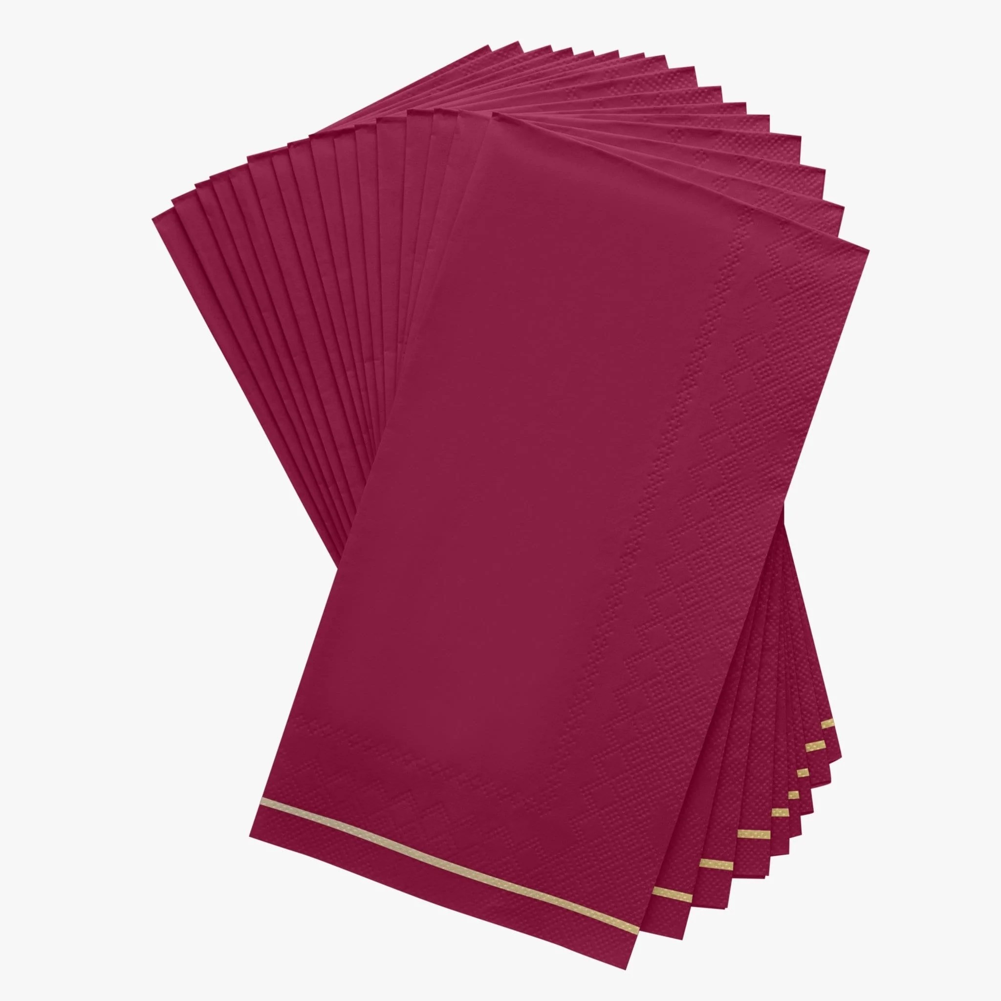 Luxe Party Cranberry with Gold Stripe Dinner Napkins - 16 pcs