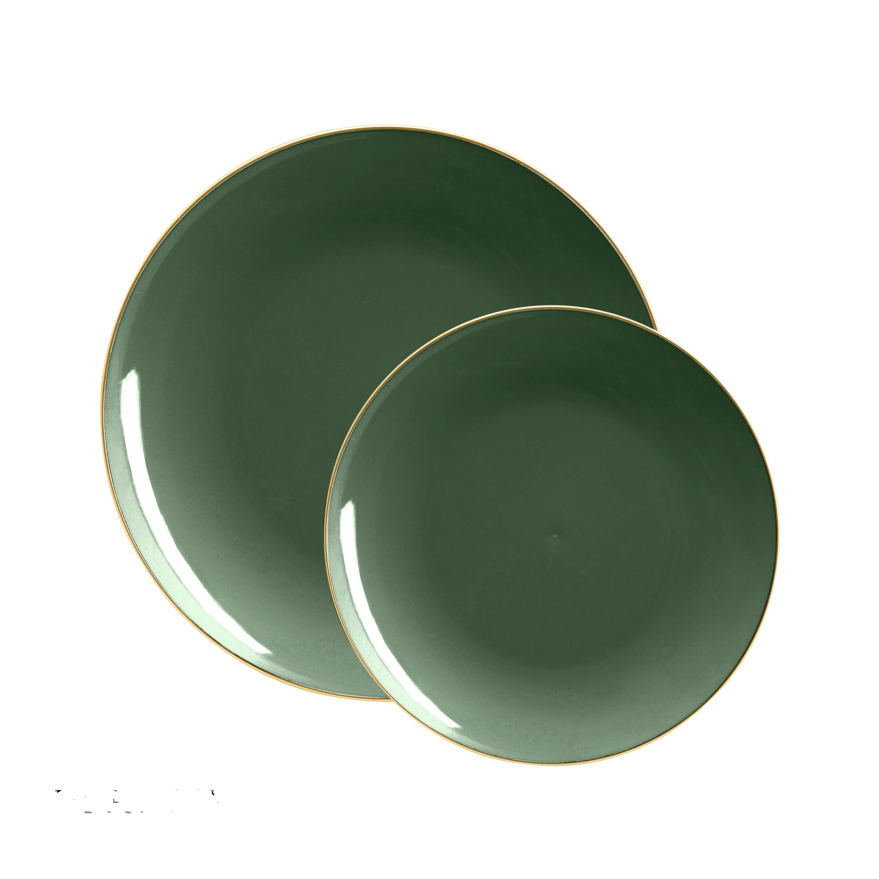 Luxe Party Emerald Gold Rim Round Plastic Appetizer Plate 7.25