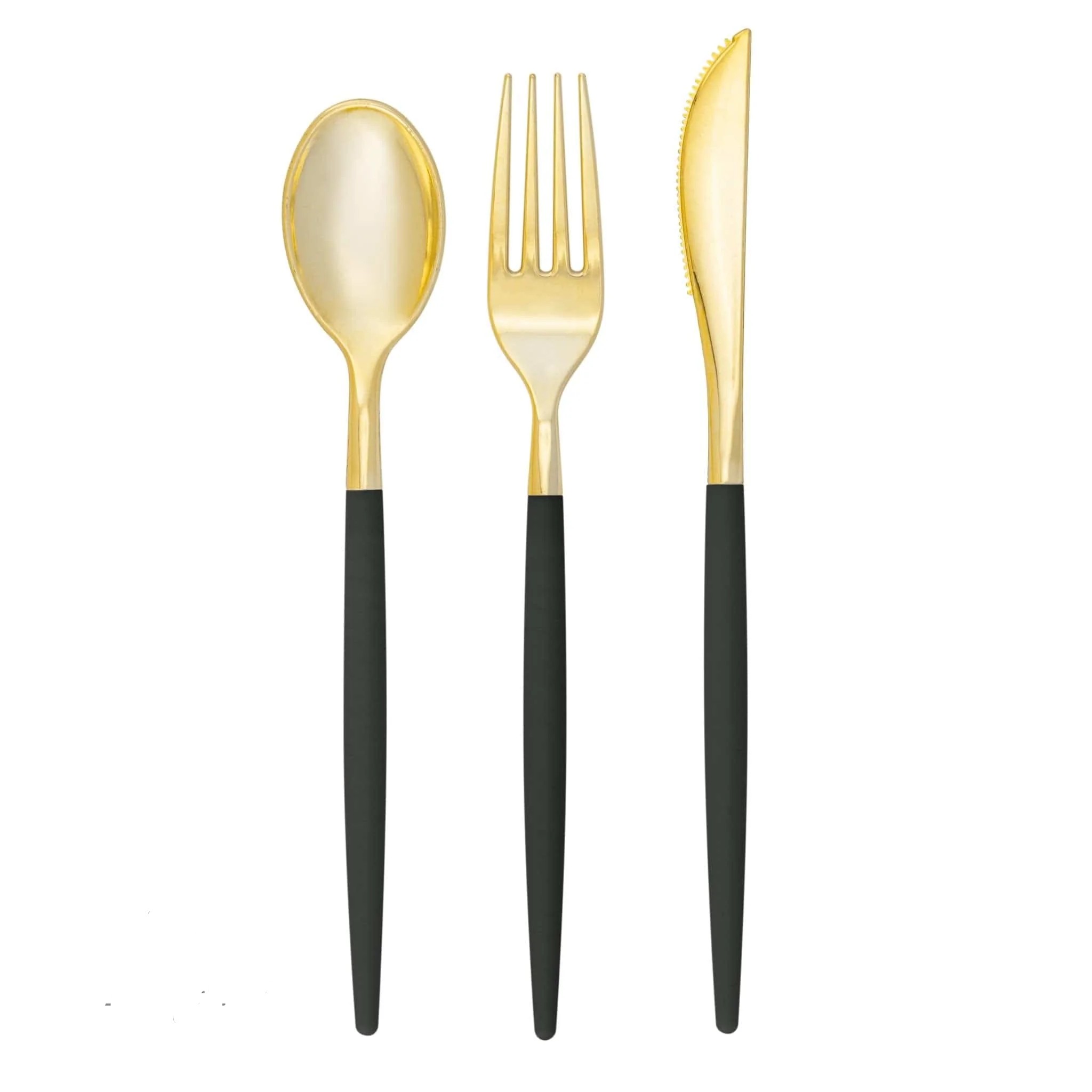 Luxe Party Emerald and Gold Two Tone Plastic Cutlery Set - 32 pcs