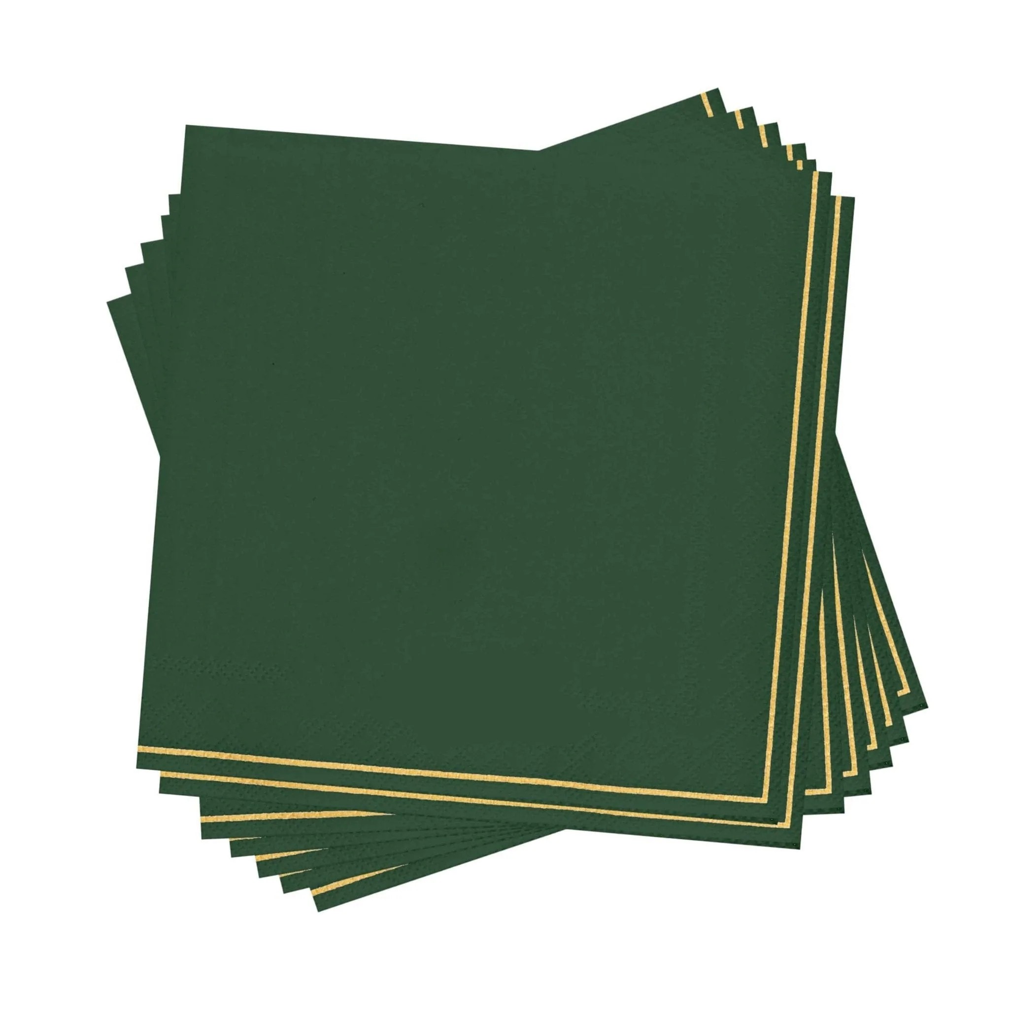 Luxe Party Emerald with Gold Stripe Beverage Napkins - 20 pcs