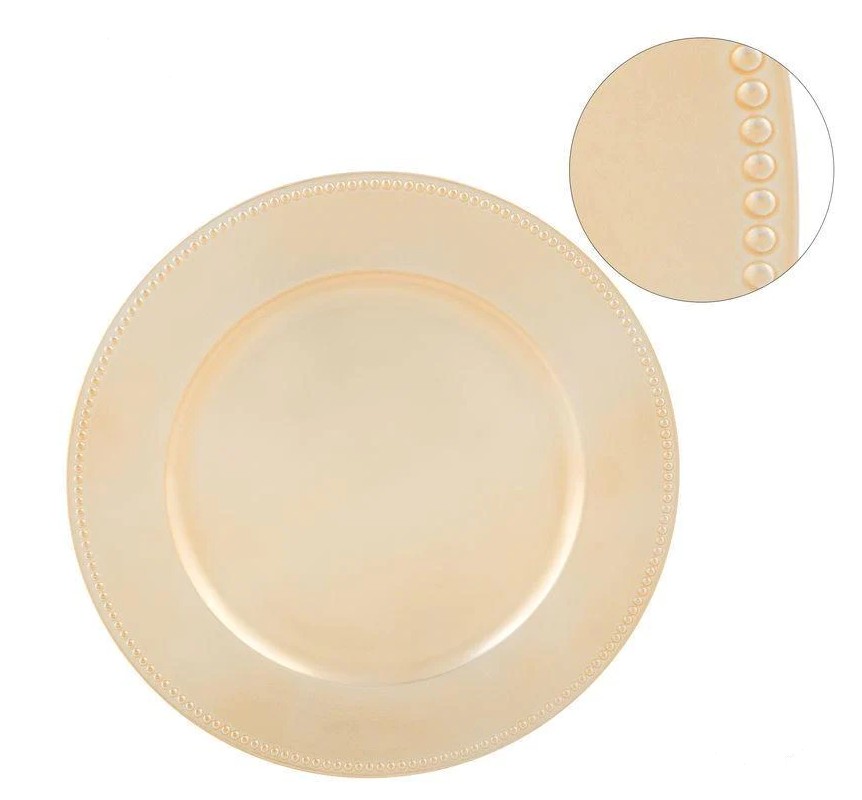 Luxe Party Gold Beaded Plastic Charger Plate 13"