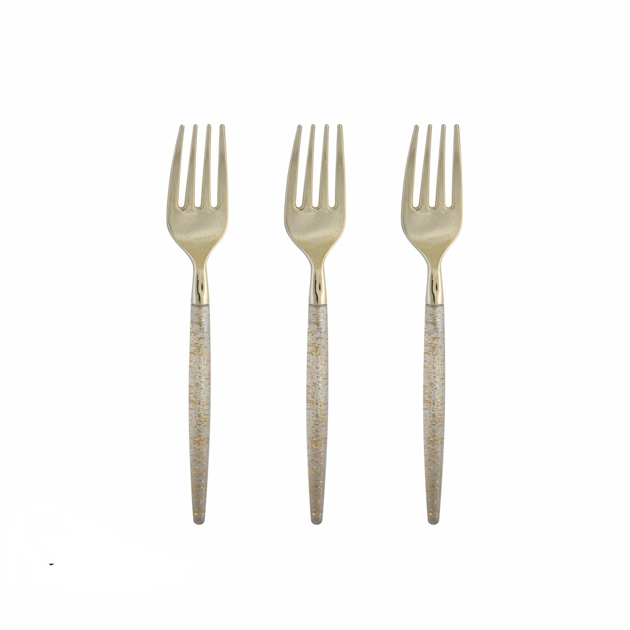 Luxe Party Gold Glitter Two Tone Plastic Mini Forks - 20 pcs