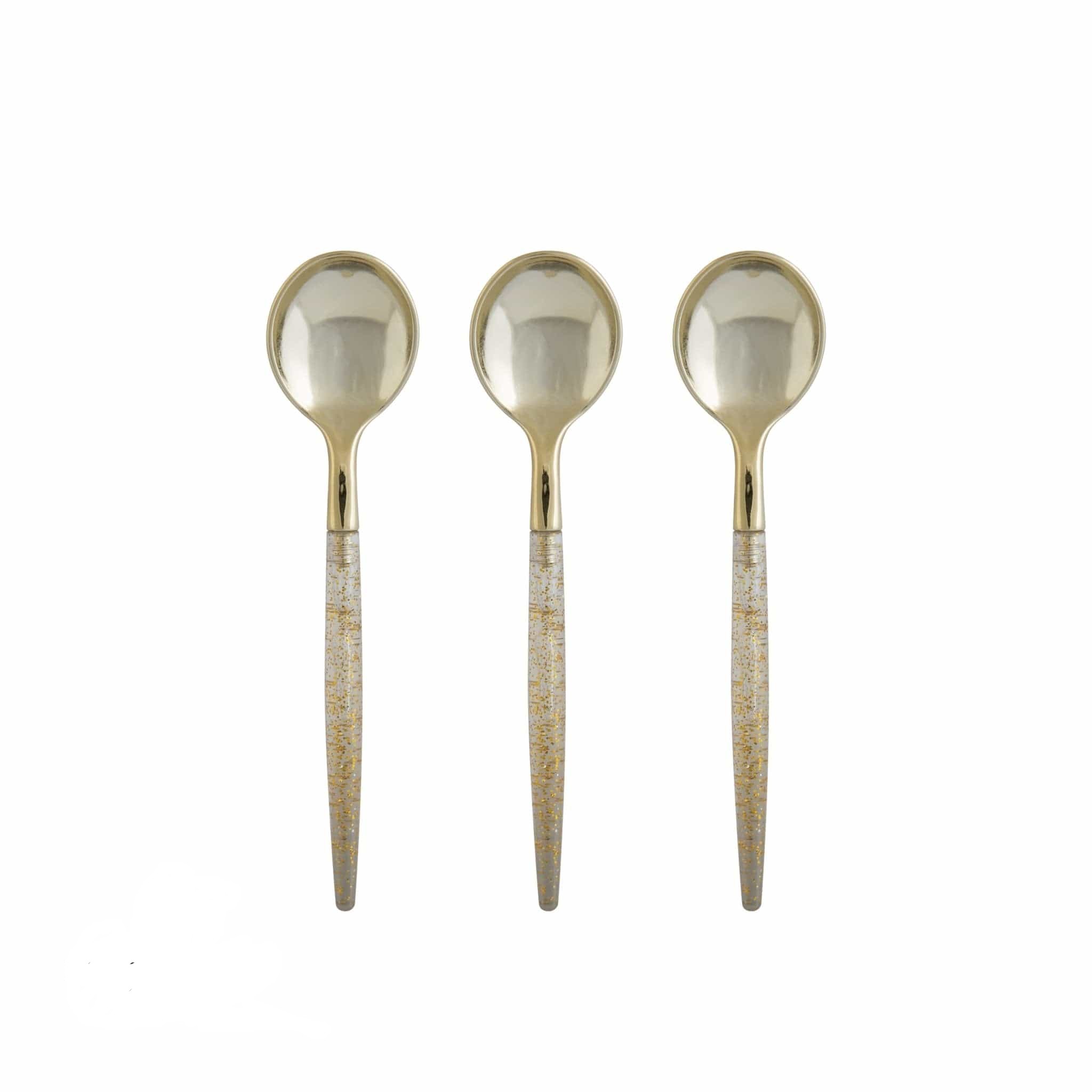 Luxe Party Gold Glitter Two Tone Plastic Mini Spoons - 20 pcs