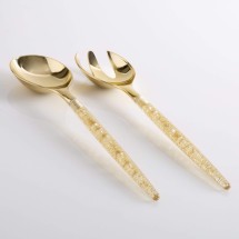 Luxe Party Gold Glitter Two Tone Plastic Serving Spoon/Fork Set
