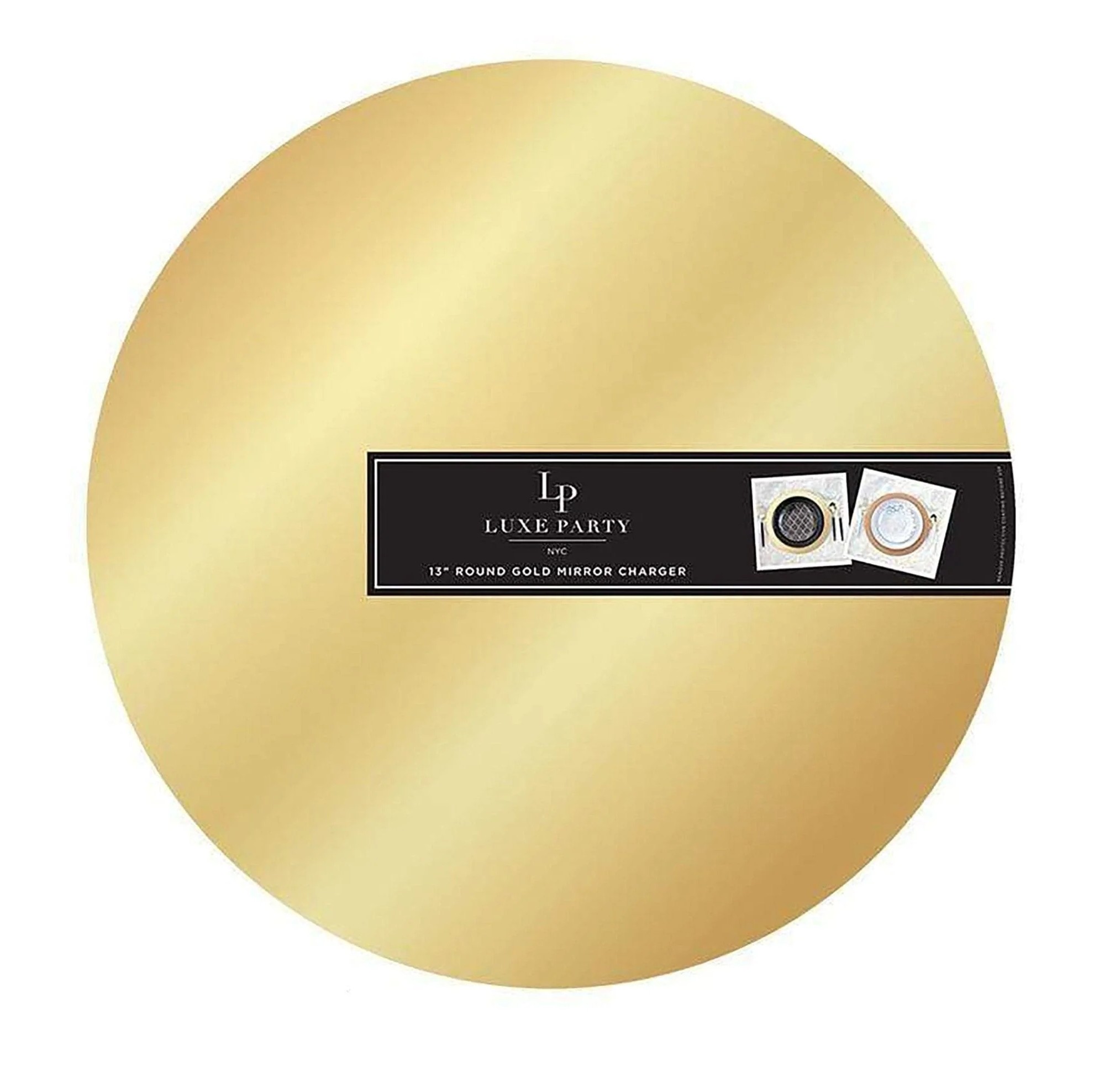 Luxe Party Gold Round Lightweight Mirror Charger Plate 13"
