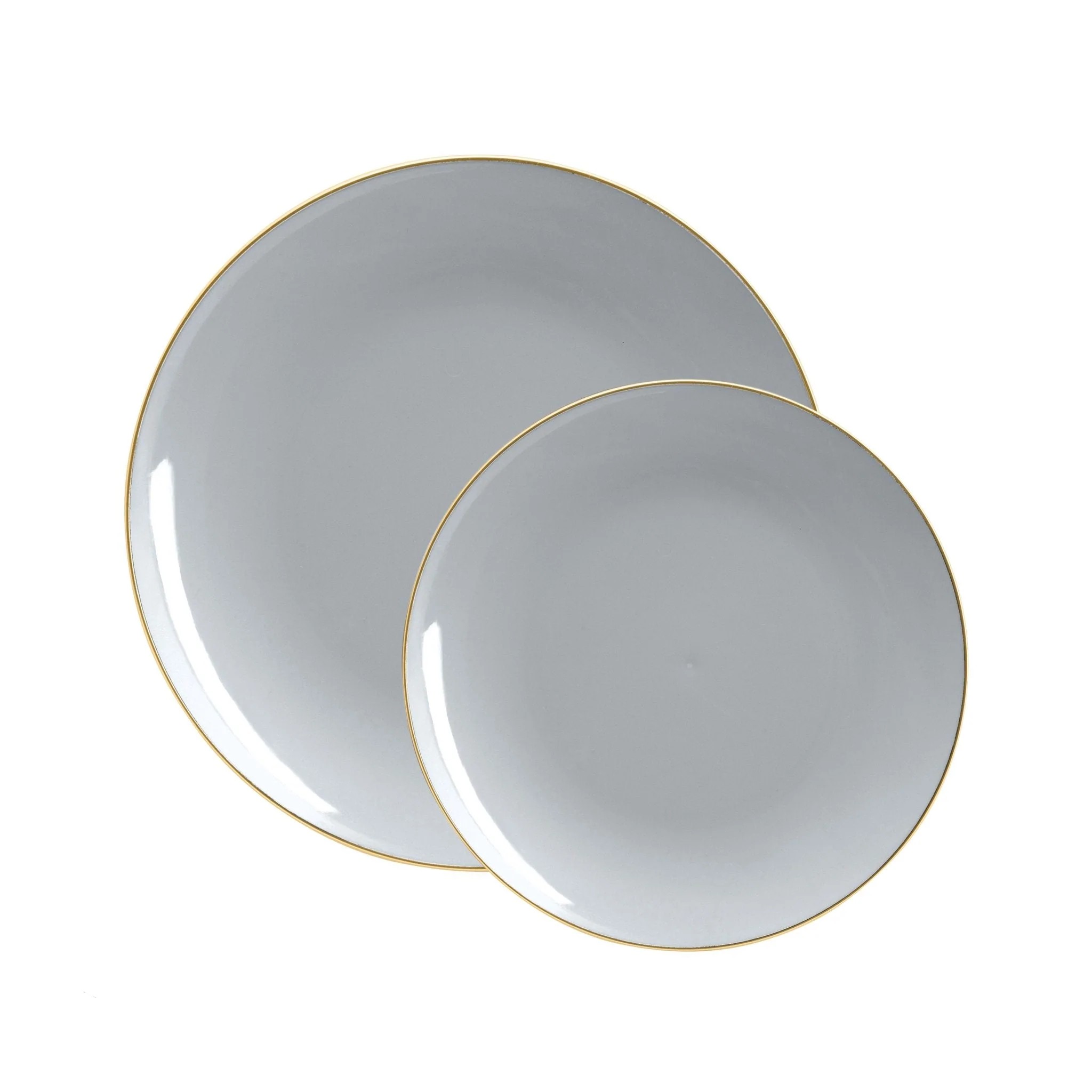 Luxe Party Gray Gold Rim Round Plastic Dinner Plate 10.25