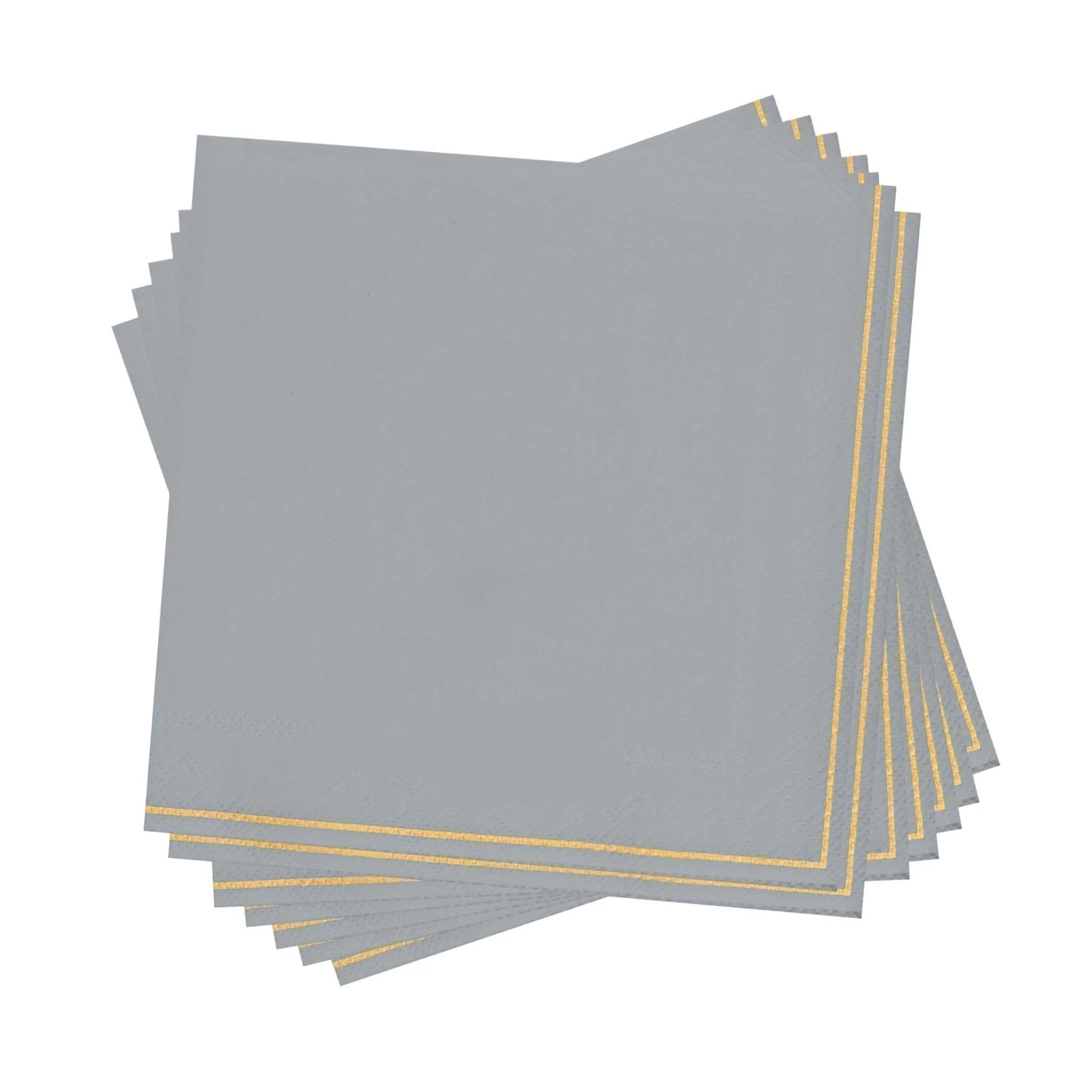 Luxe Party Gray with Gold Stripe Beverage Napkins - 20 pcs