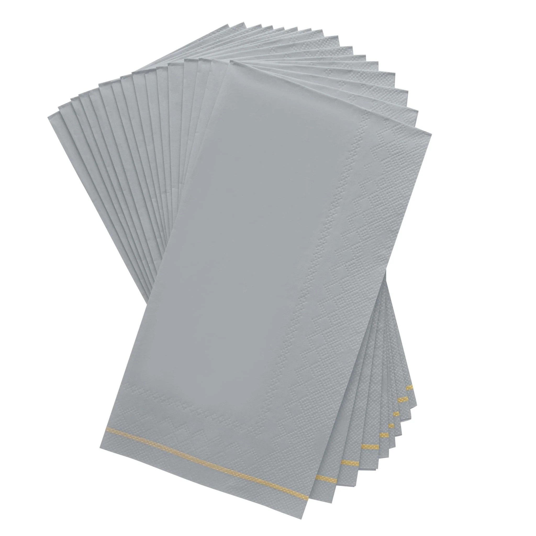Luxe Party Gray with Gold Stripe Dinner Napkins - 16 pcs
