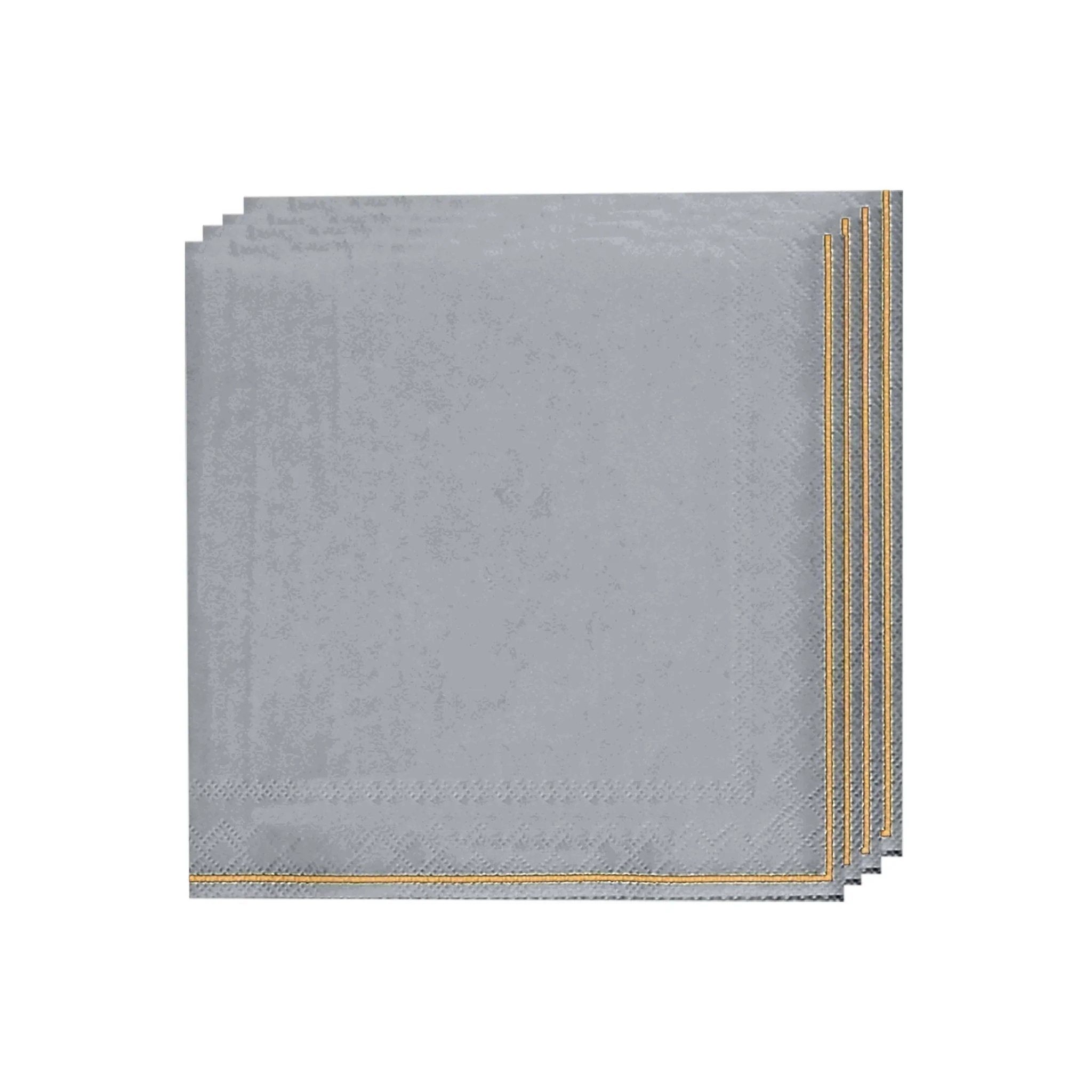 Luxe Party Gray with Gold Stripe Lunch Napkins - 20 pcs