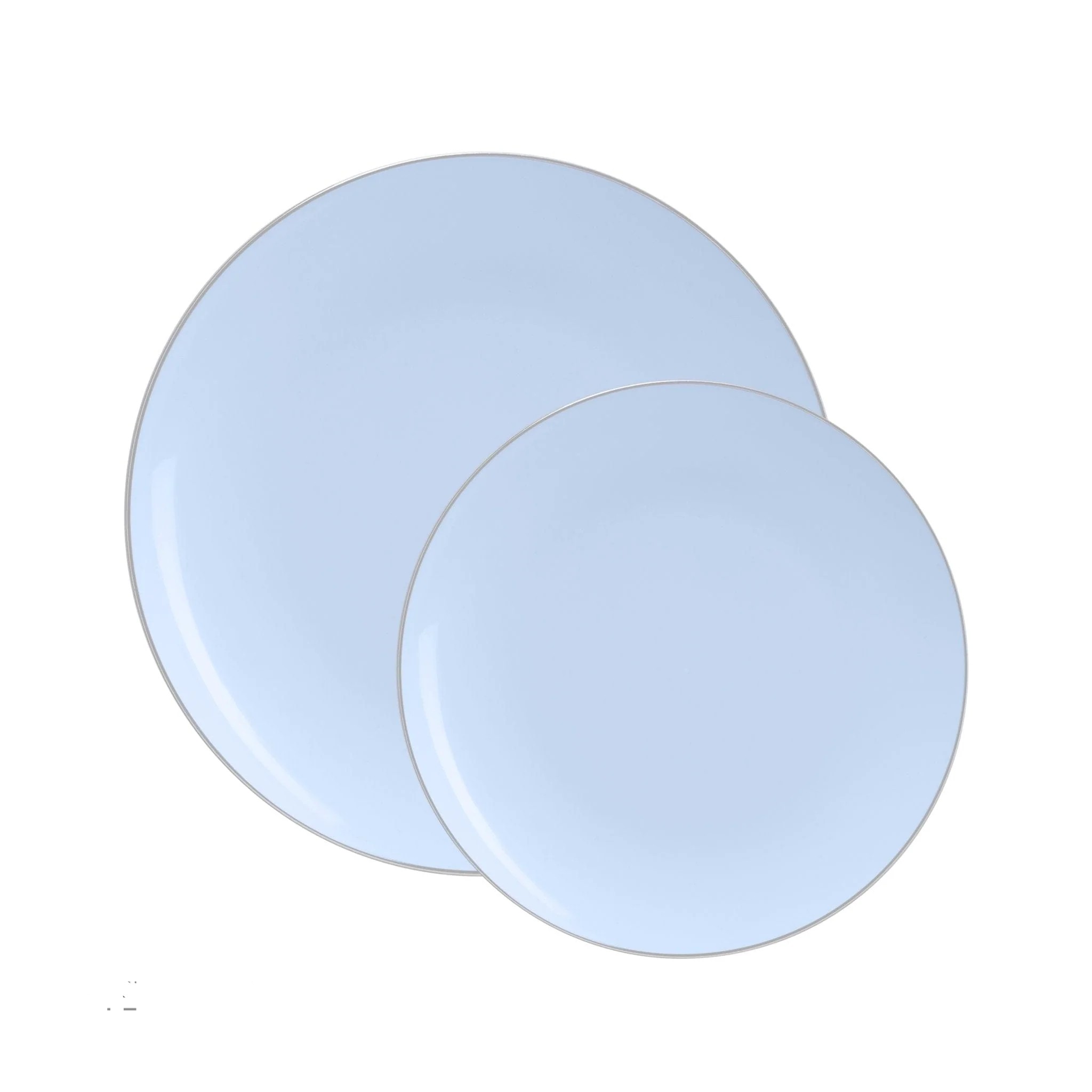 Luxe Party Ice Blue Silver Rim Round Plastic Appetizer Plate 7.25
