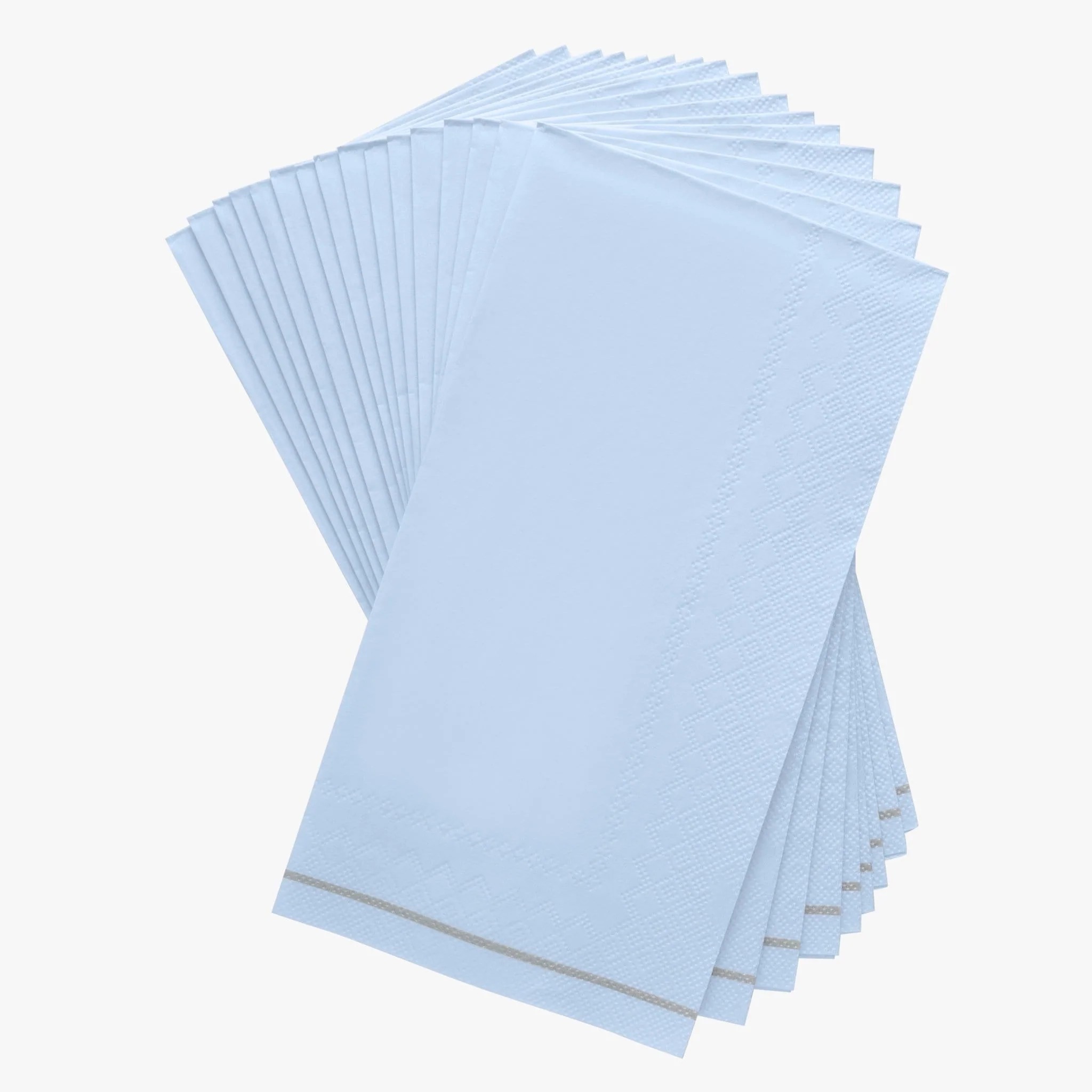 Luxe Party Ice Blue with Silver Stripe Dinner Napkins - 16 pcs