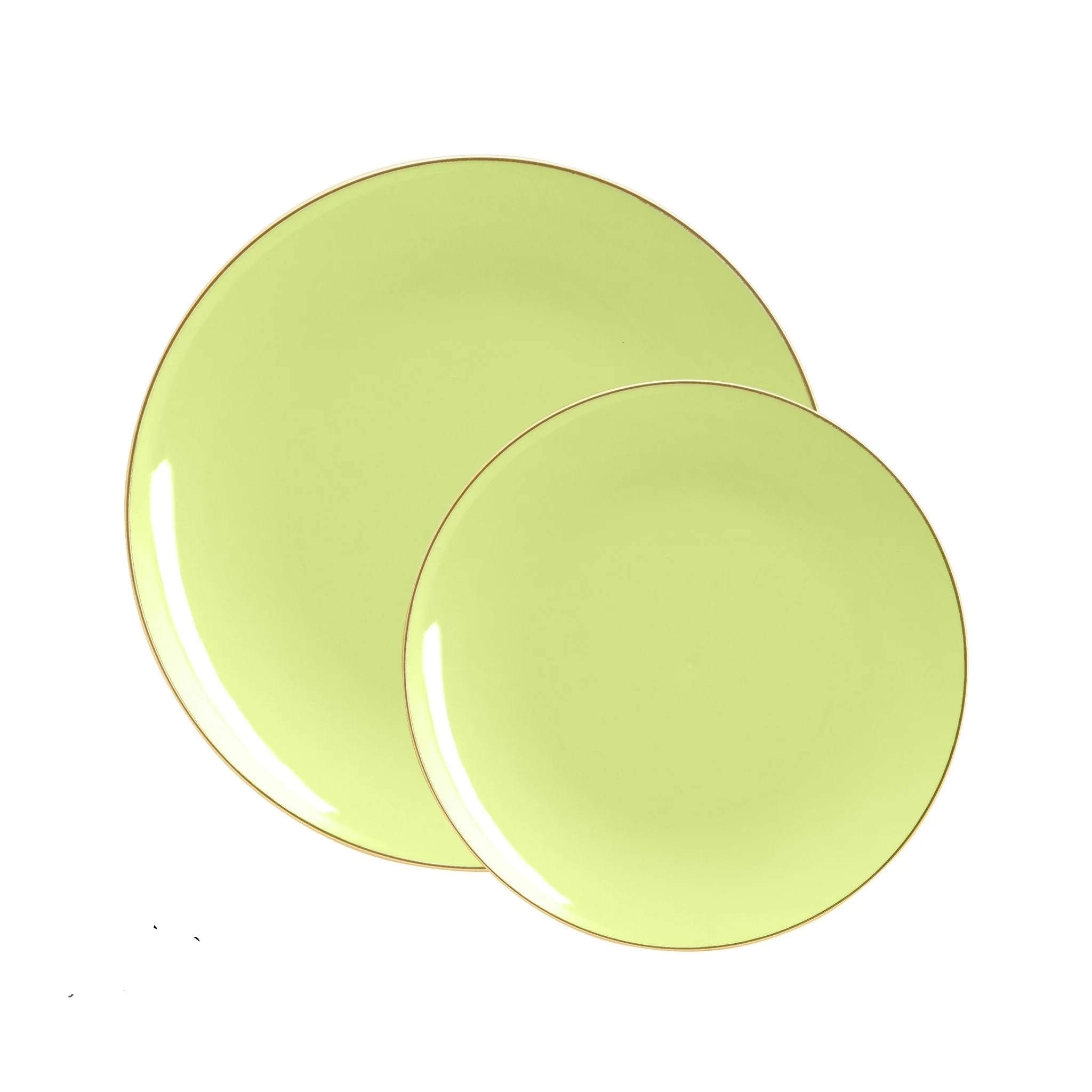 Luxe Party Lime Gold Rim Round Plastic Appetizer Plate 7.25