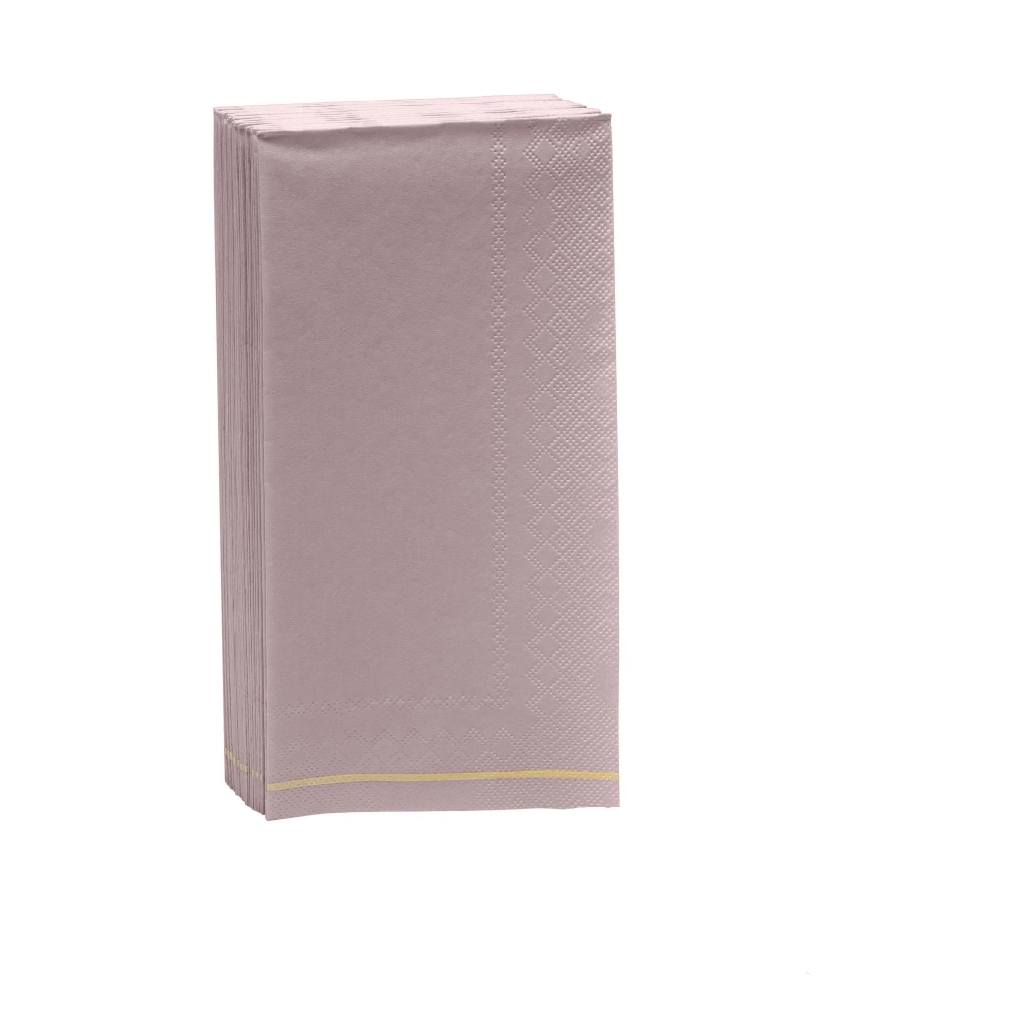 Luxe Party Mauve with Gold Stripe Dinner Napkins - 16 pcs