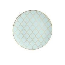 Luxe Party Mint with Gold Lattice Pattern Plastic Appetizer Plate 7.25" - 10 pcs