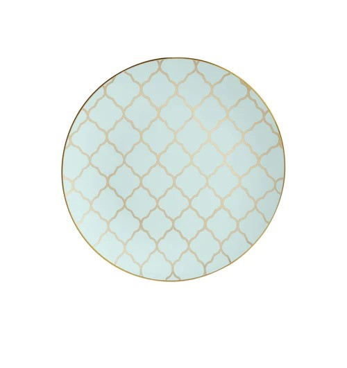Luxe Party Mint with Gold Lattice Pattern Plastic Appetizer Plate 7.25