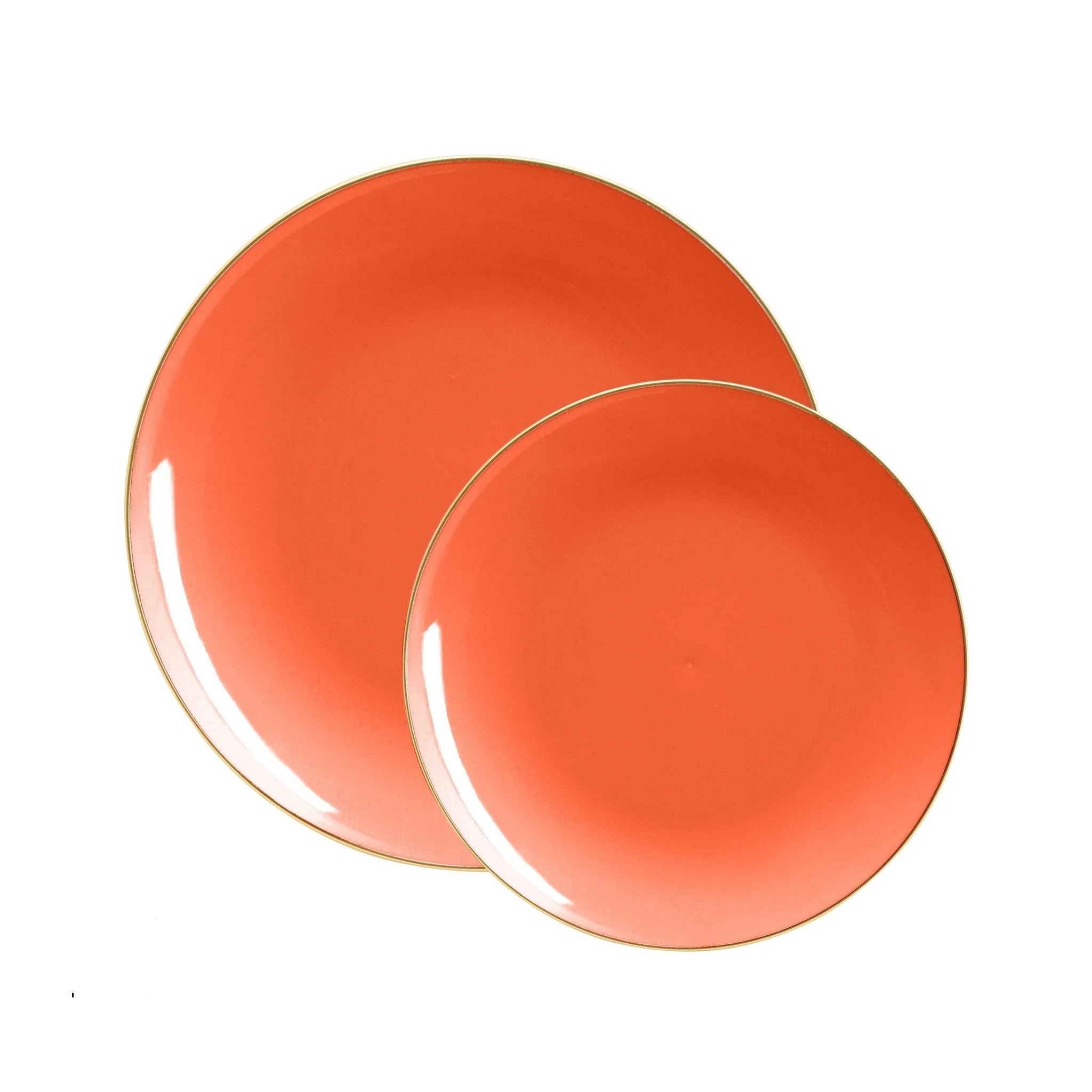 Luxe Party Orange Gold Rim Round Plastic Appetizer Plate 7.25
