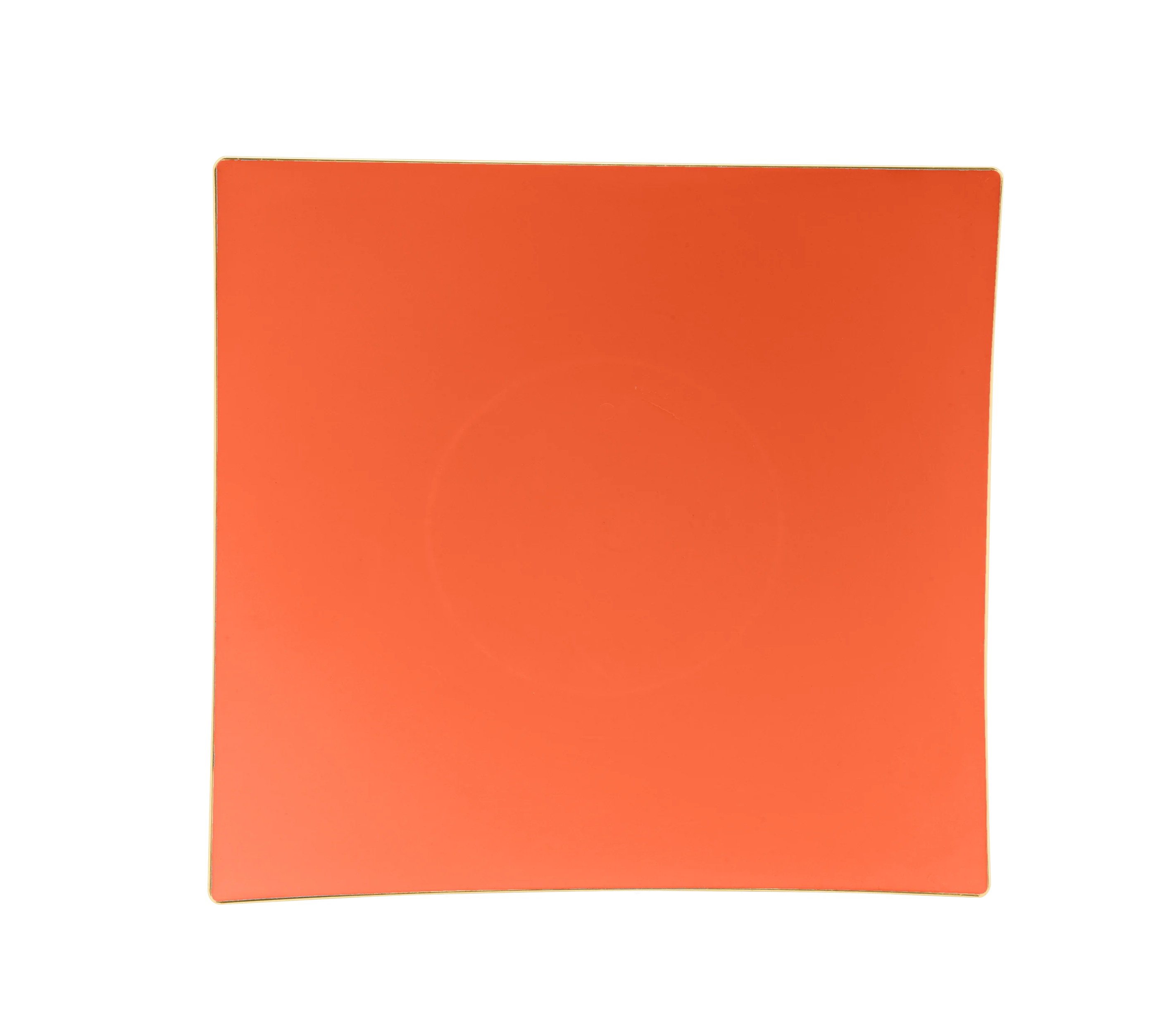 Luxe Party Orange Gold Rim Square Appetizer Plates 8" - 10 pcs