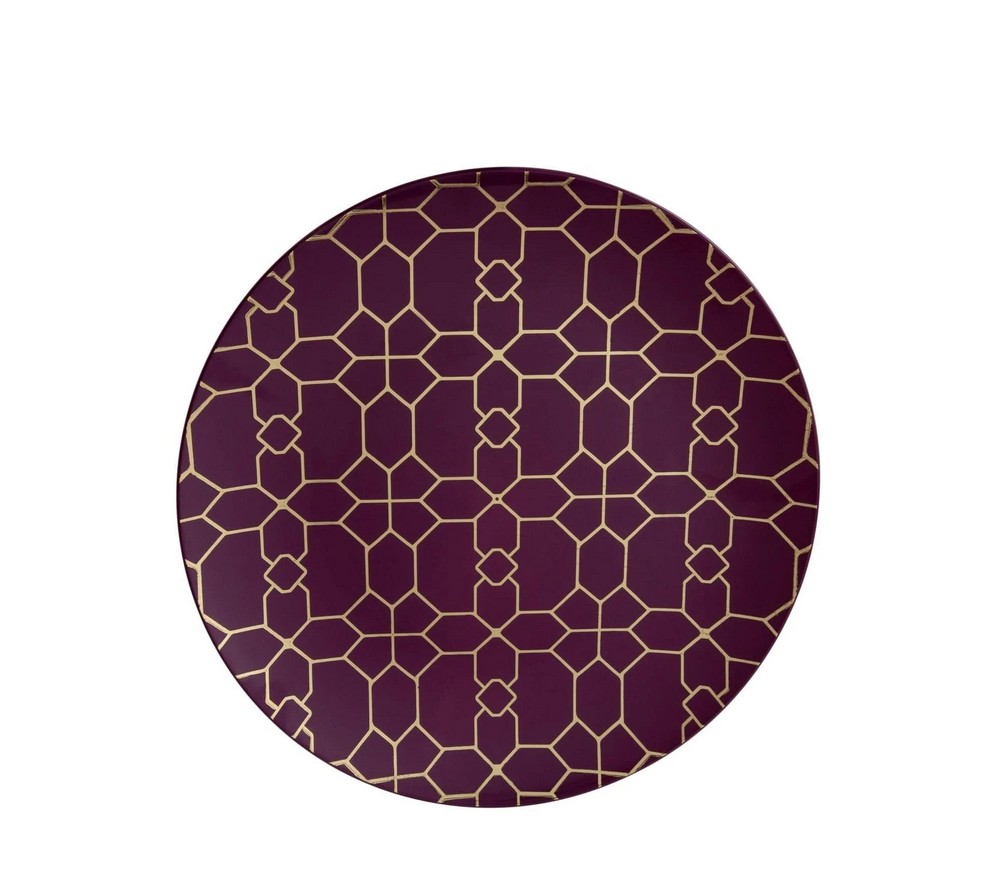 Luxe Party Purple Gold Geo Round Plastic Dinner Plate 10.25" - 10 pcs