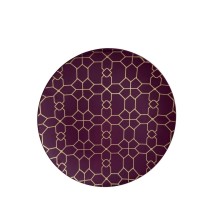 Luxe Party Purple Gold Geo Round Plastic Appetizer Plate 7.25" - 10 pcs