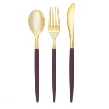 Luxe Party Purple and Gold Two Tone Plastic Cutlery Set - 32 pcs