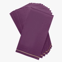 Luxe Party Purple with Gold Stripe Dinner Napkins - 16 pcs