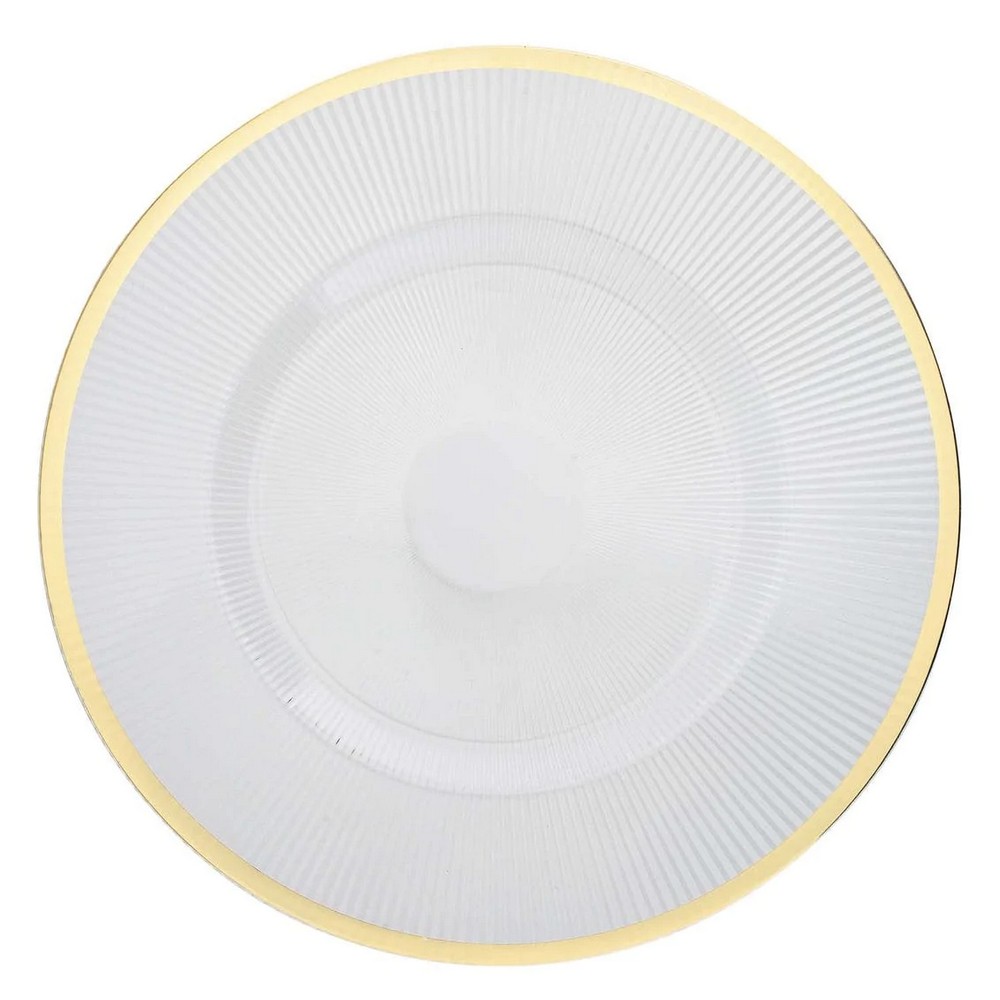 Luxe Party Ribbed Clear and Gold Plastic Charger Plate 13"