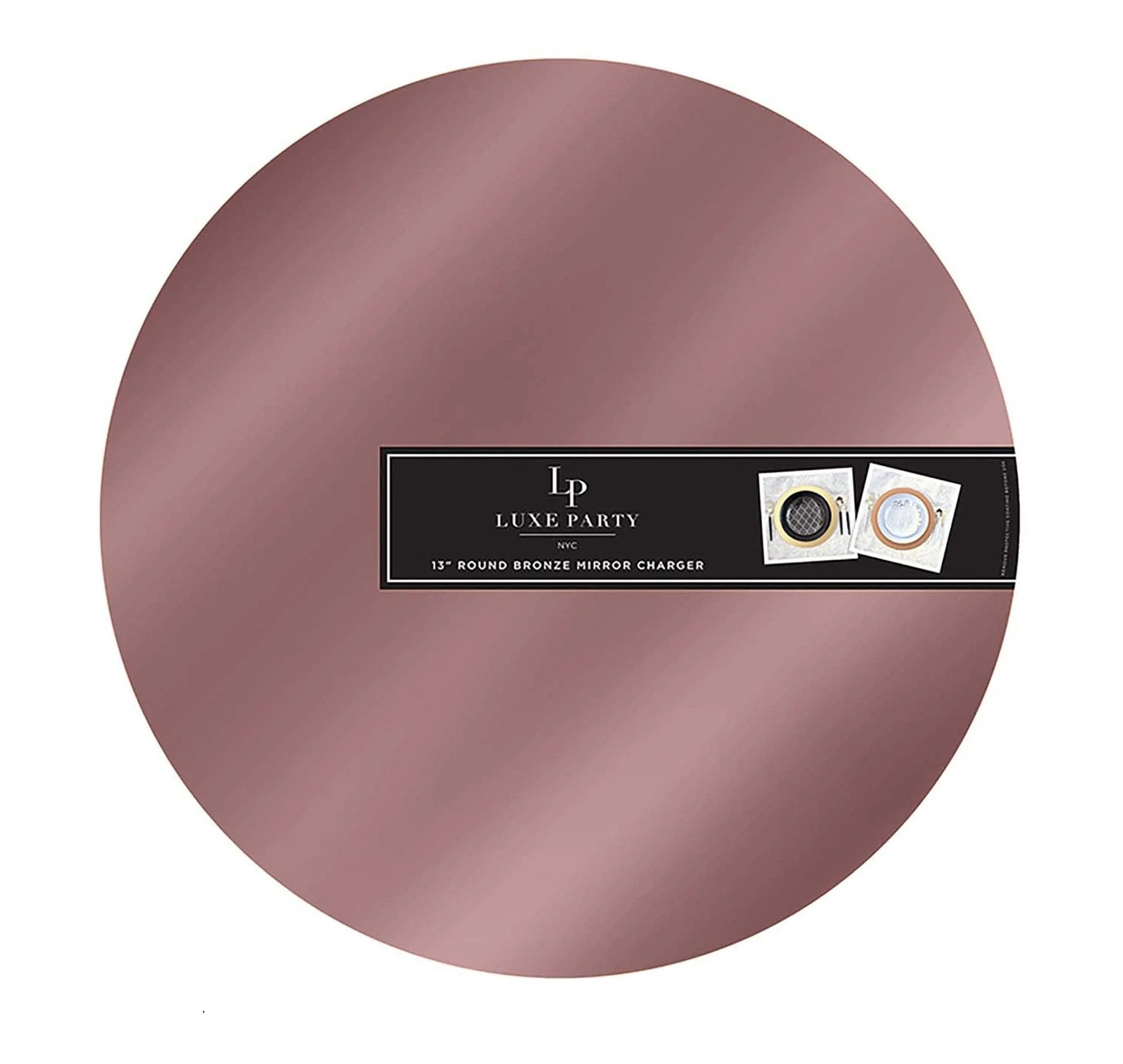 Luxe Party Rose Gold Round Lightweight Mirror Charger Plate 13"