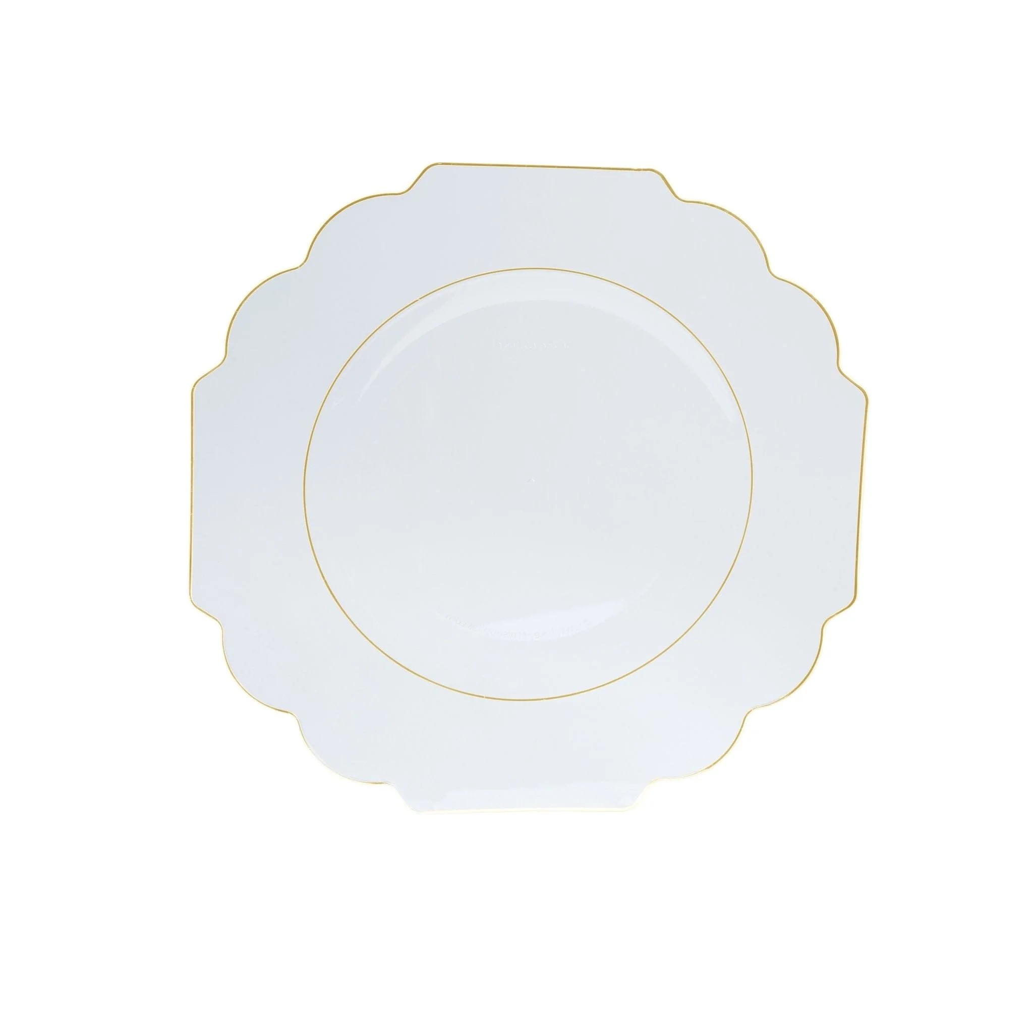 Luxe Party Round Clear Gold Scalloped Rim Plastic Appetizer Plate 8