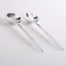 Luxe Party Silver Glitter Two Tone Plastic Serving Spoon/Fork Set