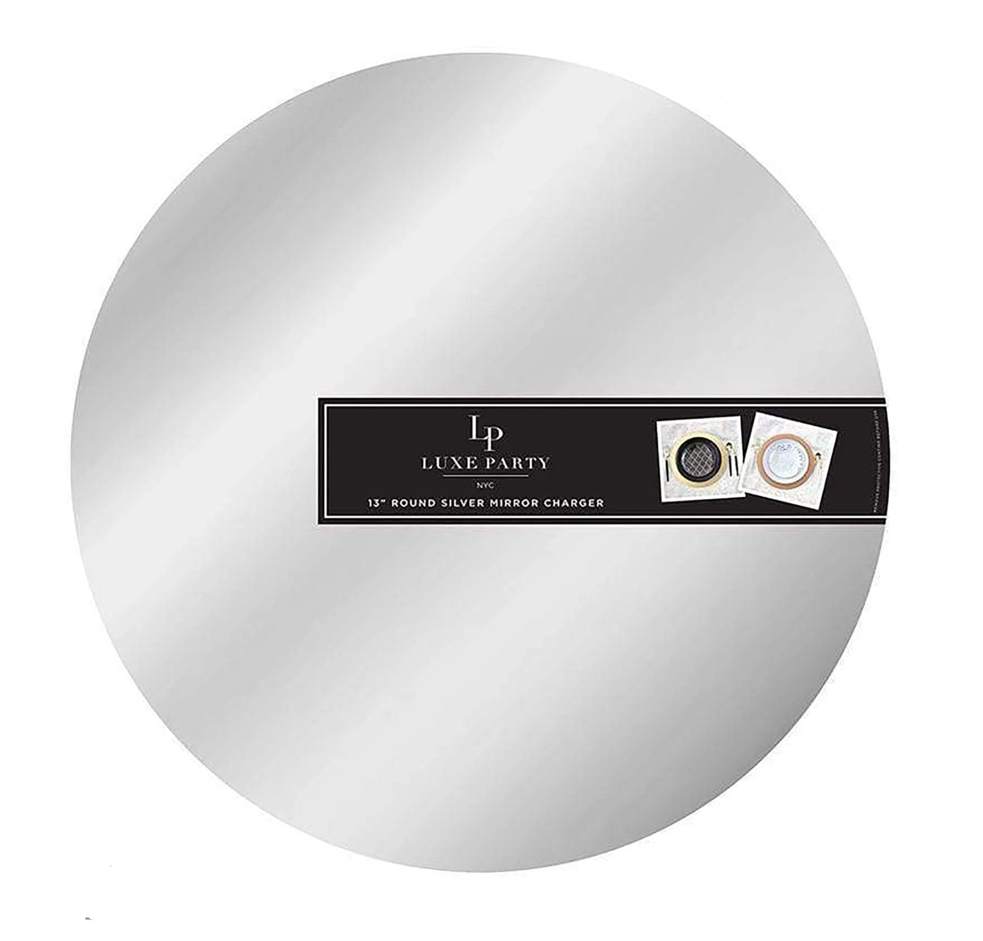 Luxe Party Silver Round Lightweight Mirror Charger Plate 13"