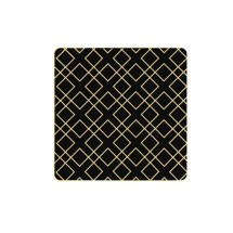 Luxe Party Square Black Gold Art Deco Pattern Appetizer Plate 8" - 10 pcs