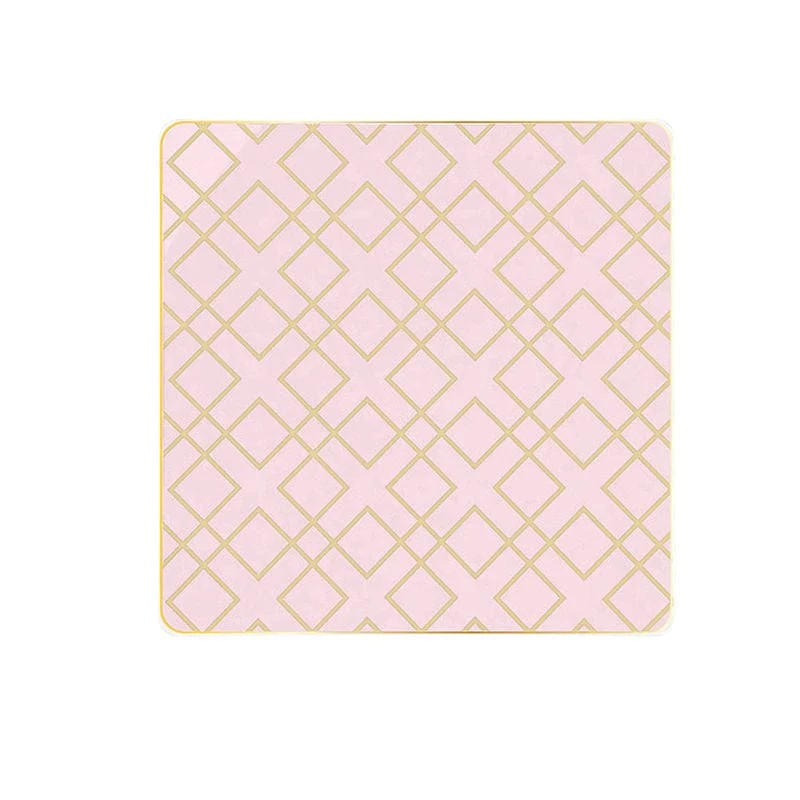 Luxe Party Square Blush Gold Art Deco Pattern Dinner Plate 10.5