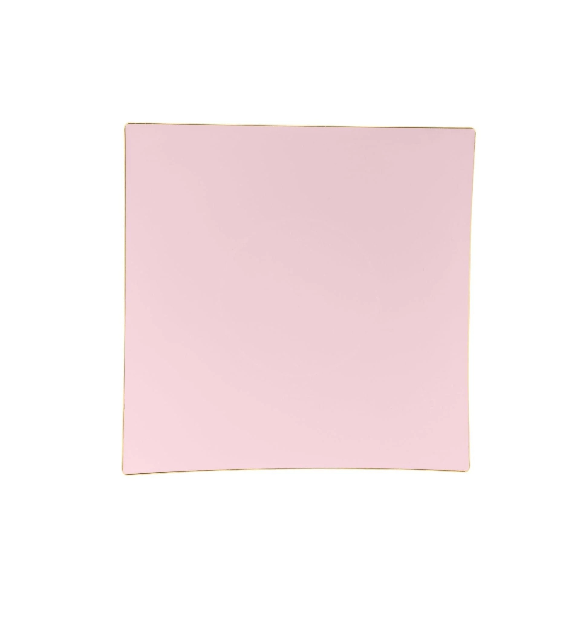 Luxe Party Square Blush with Gold Trim Plastic Appetizer Plate 8