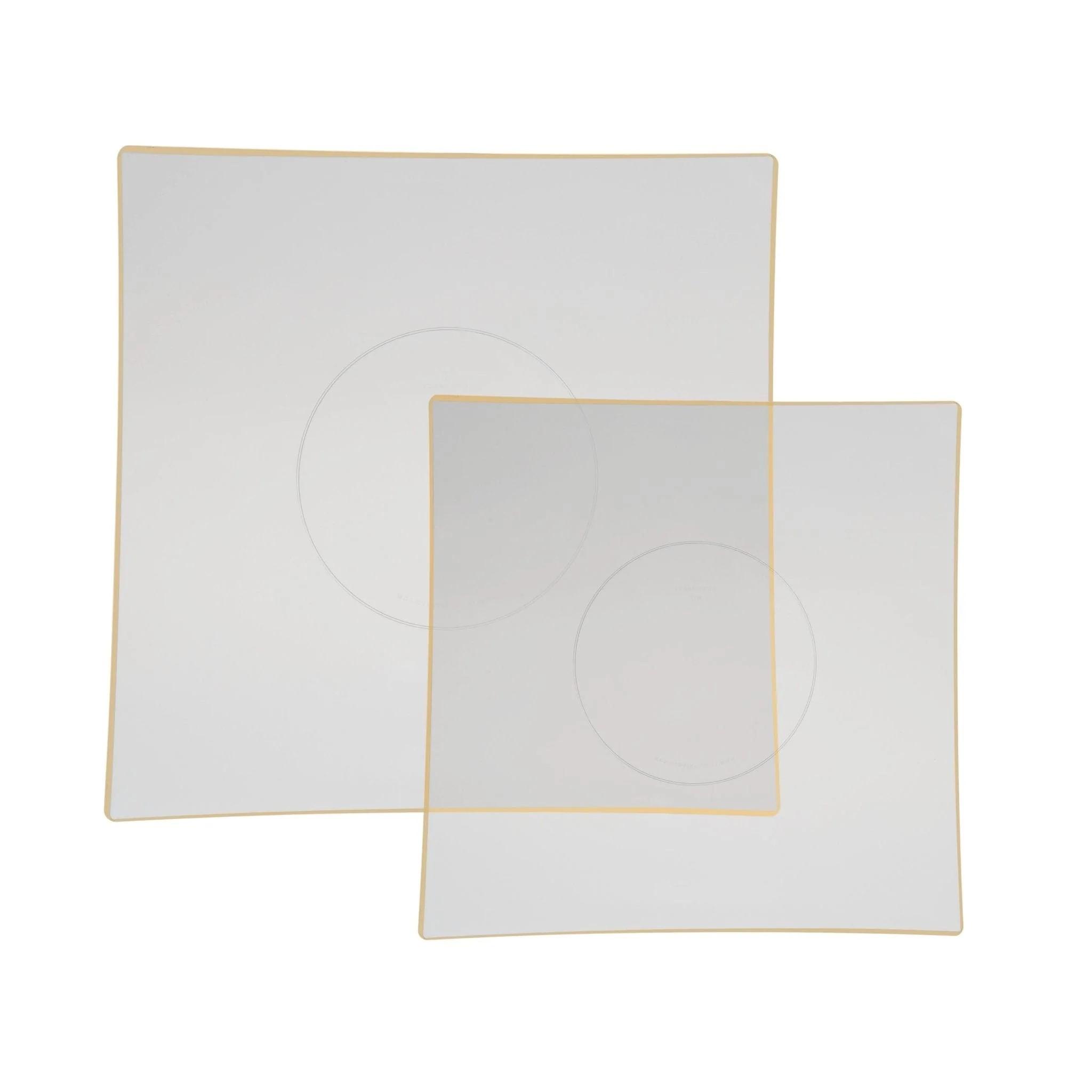 Luxe Party Square Clear with Gold Trim Plastic Dinner Plate 10.5
